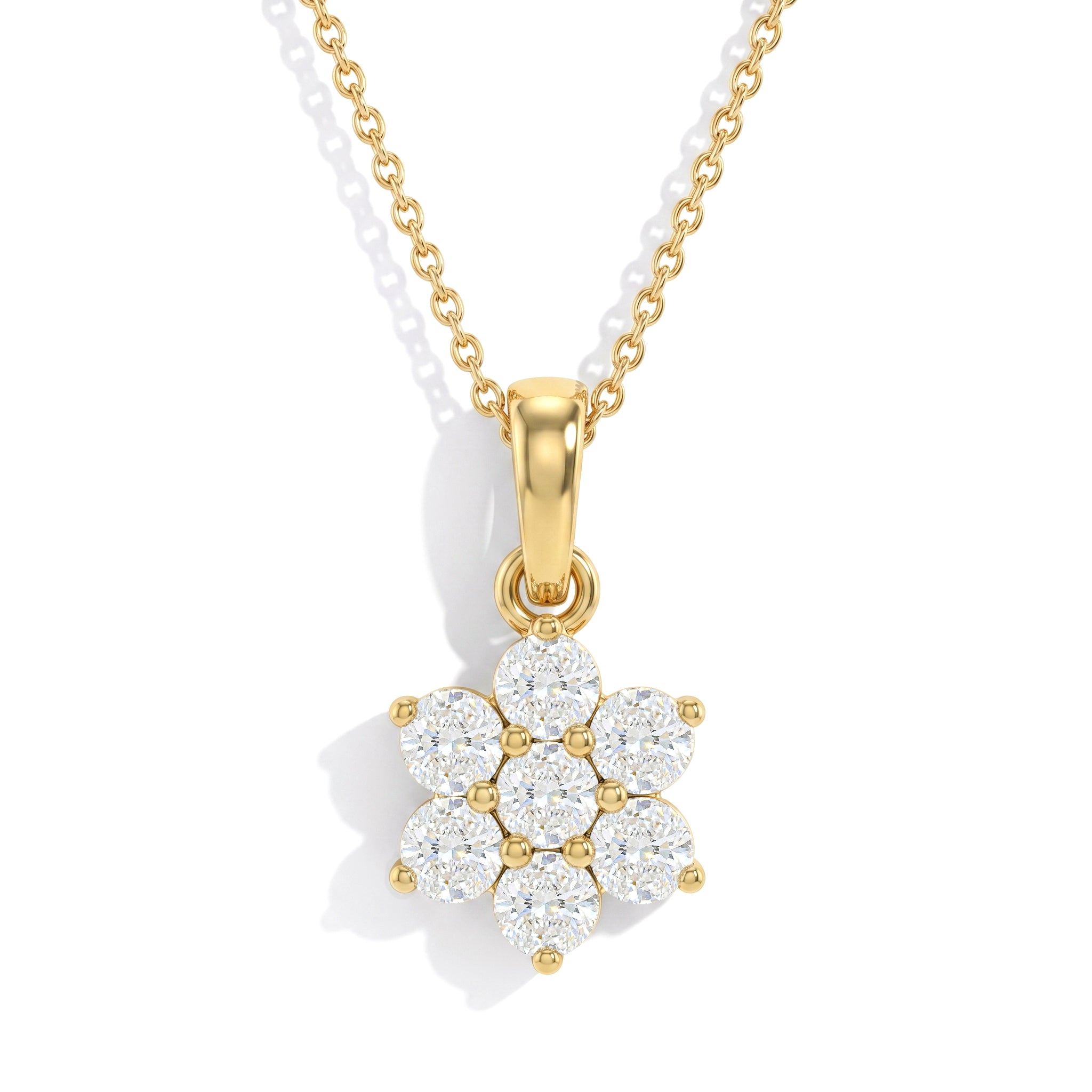 Moissanite flower pendant necklace crafted in 925 sterling silver with brilliant sparkling gemstones