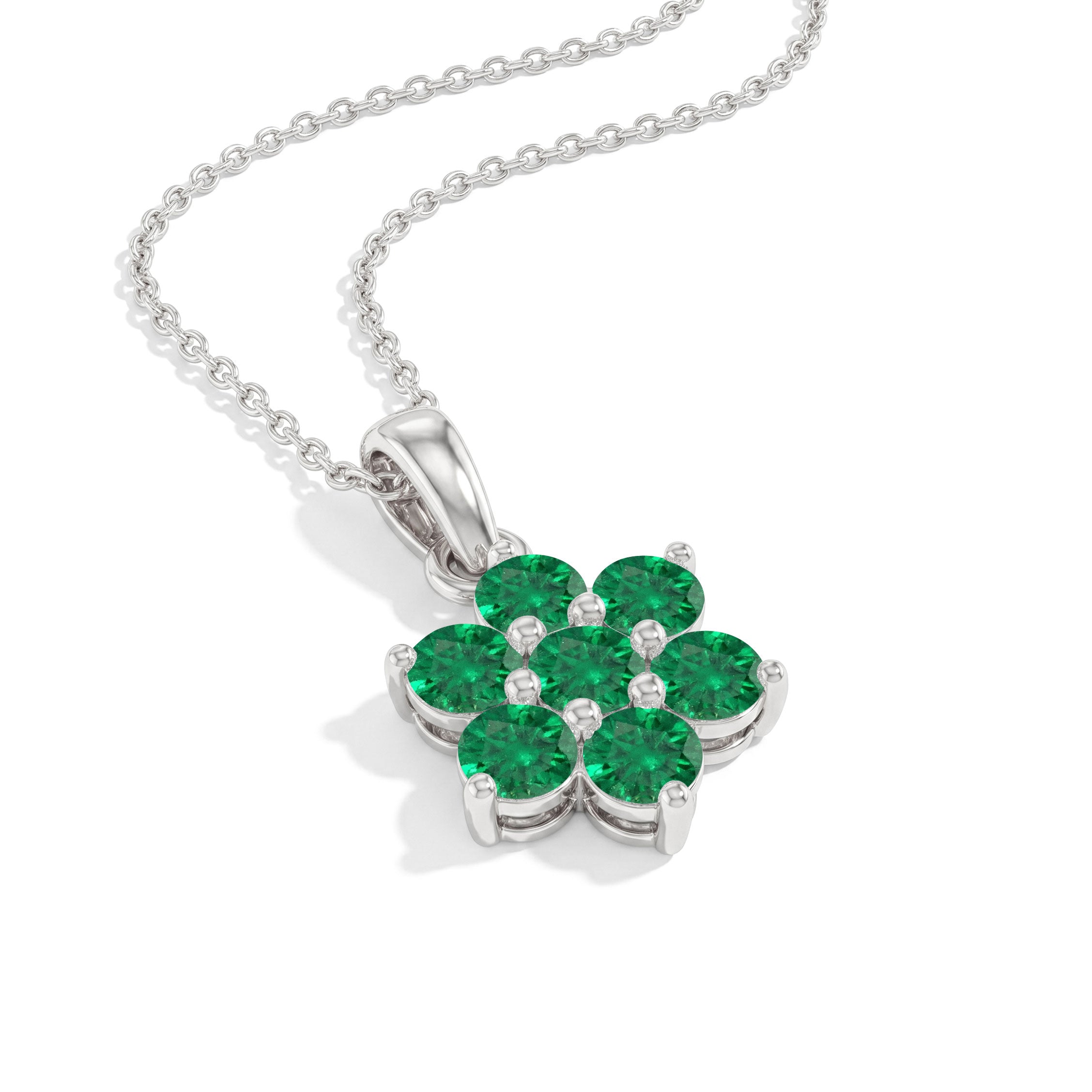 Minimalist emerald flower pendant necklace for everyday wear