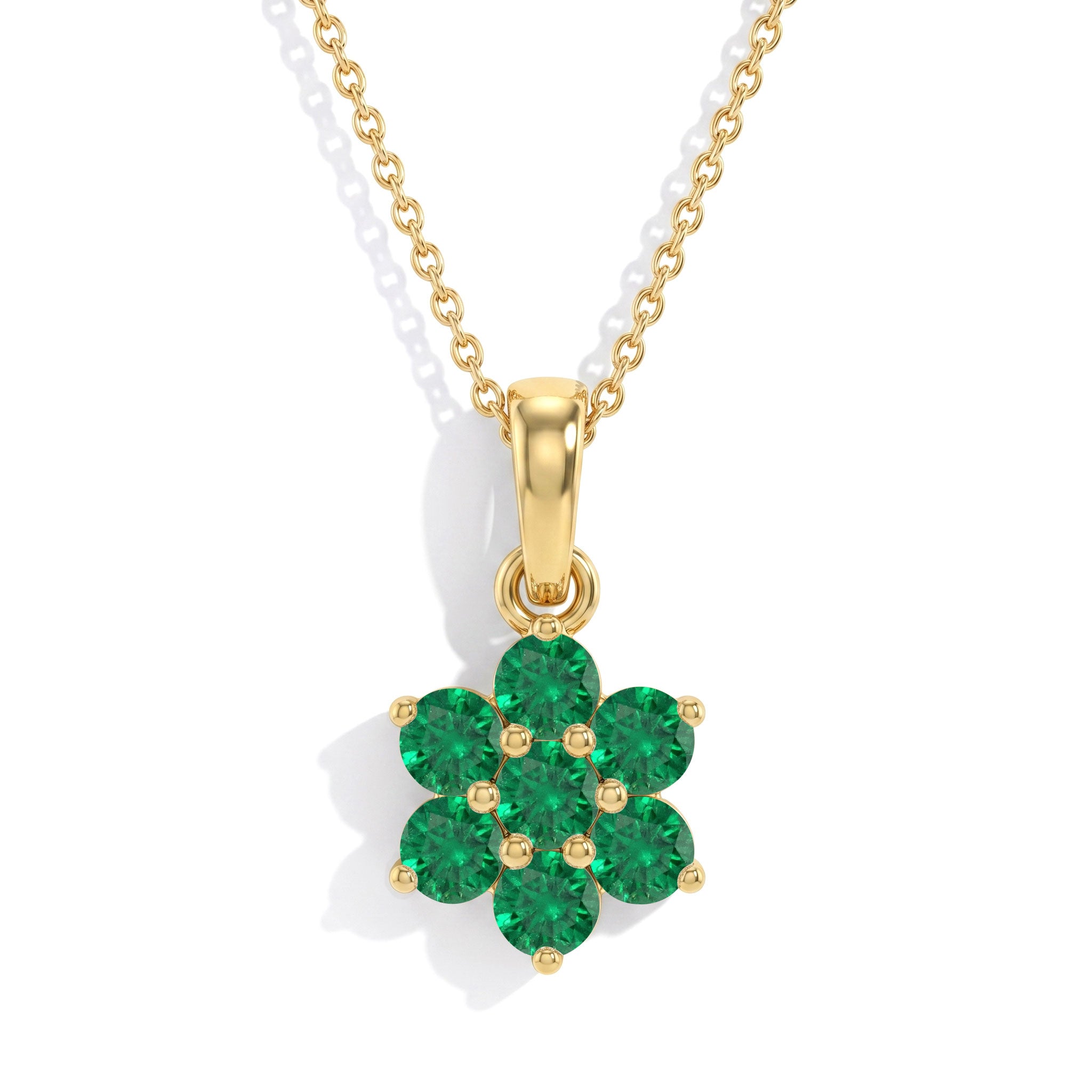 Green gemstone flower pendant necklace for women