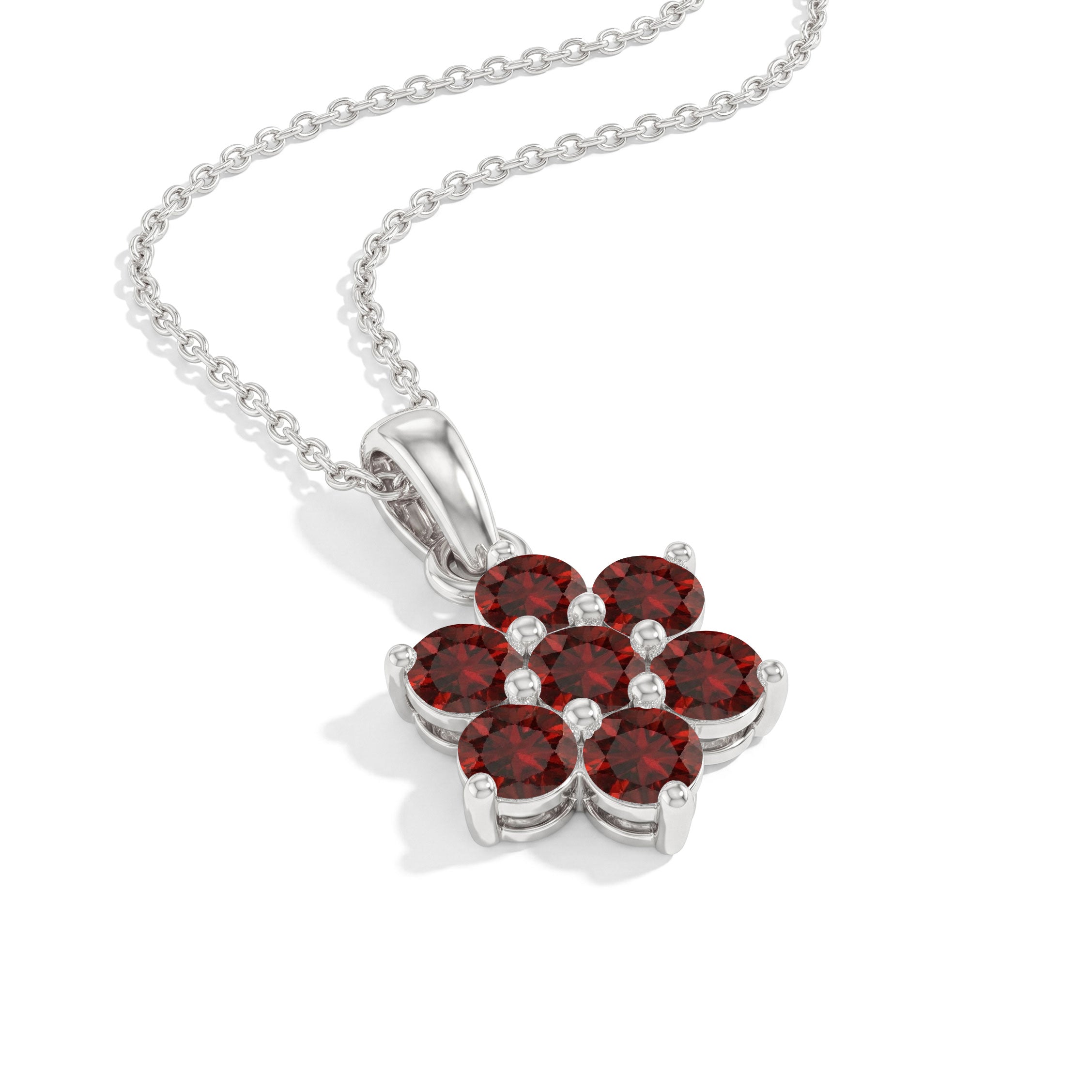 Fine jewelry garnet necklace with yellow gold filled finish