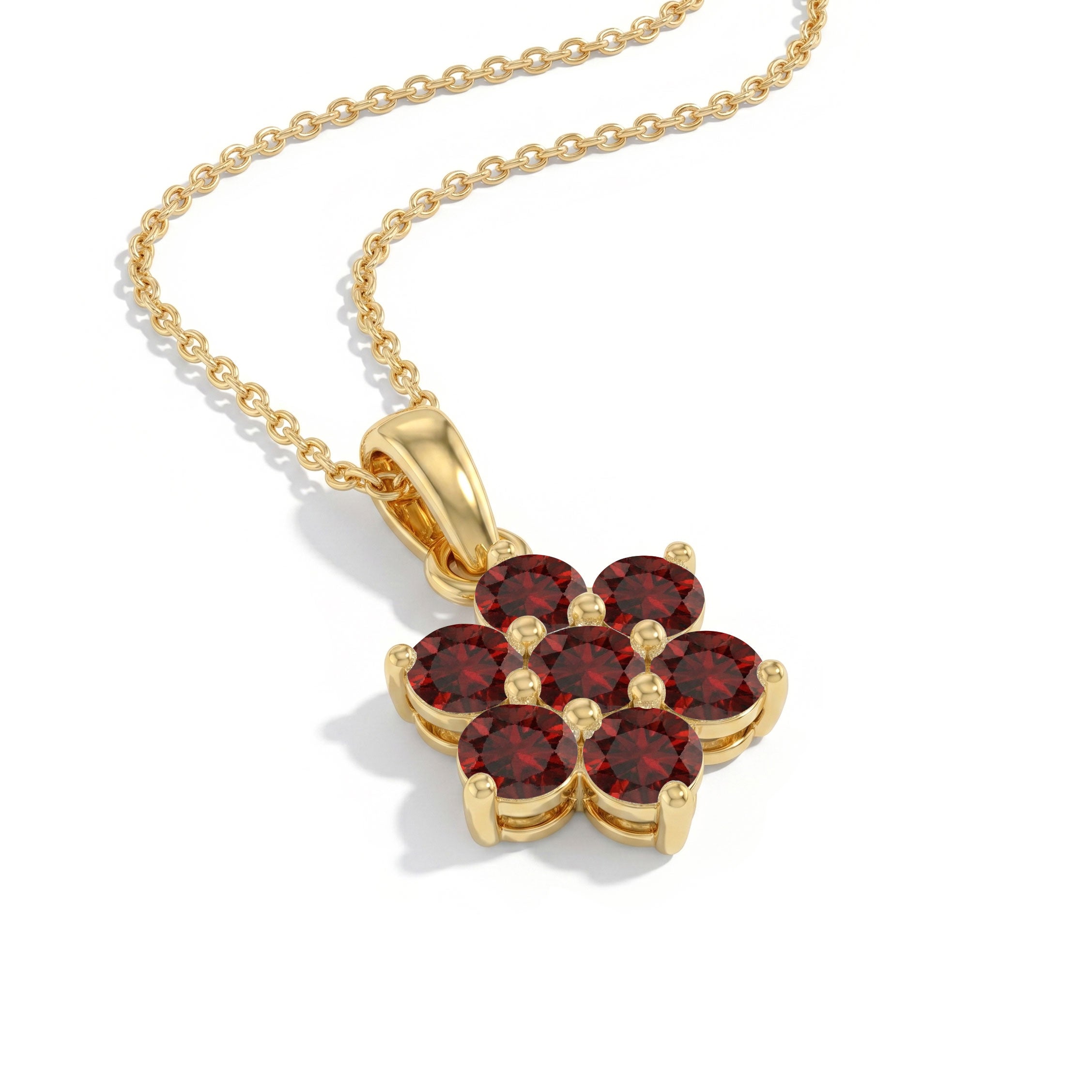 Nature inspired red garnet gemstone pendant necklace design