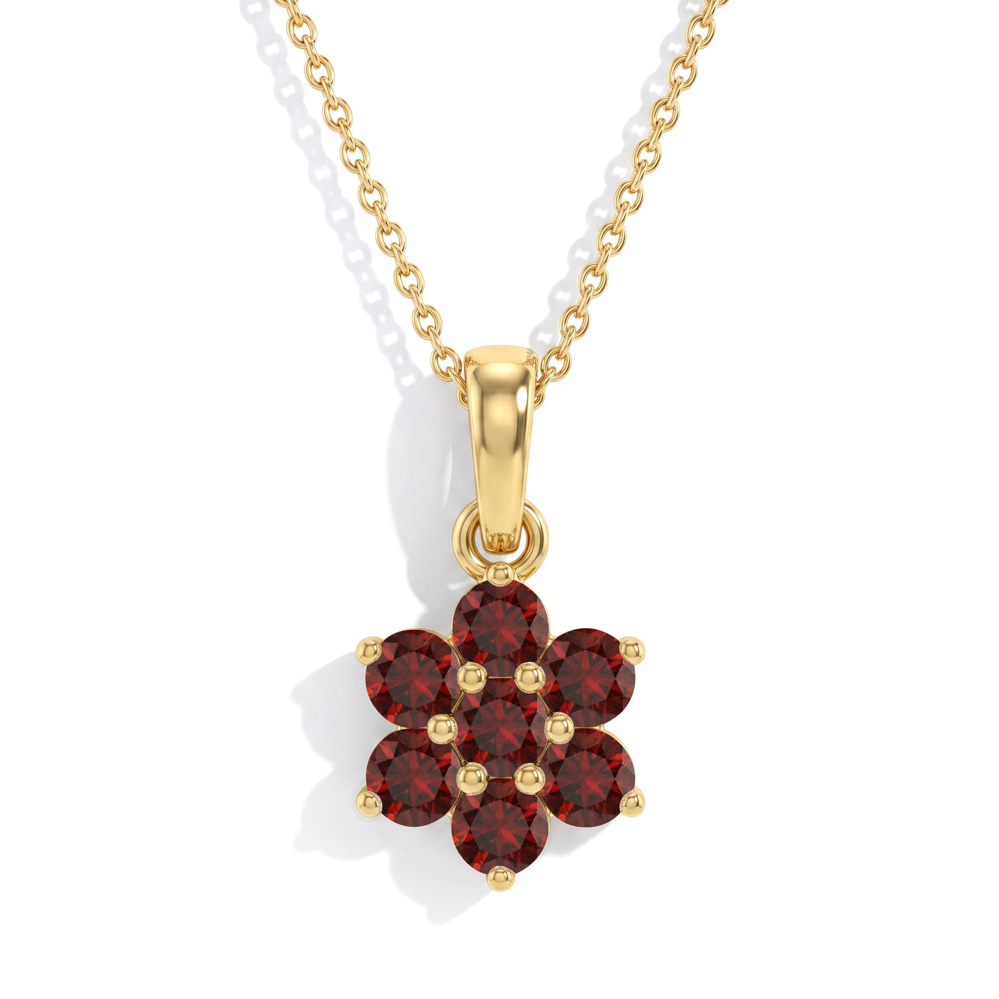 Beautiful January birthstone pendant necklace with garnet gems