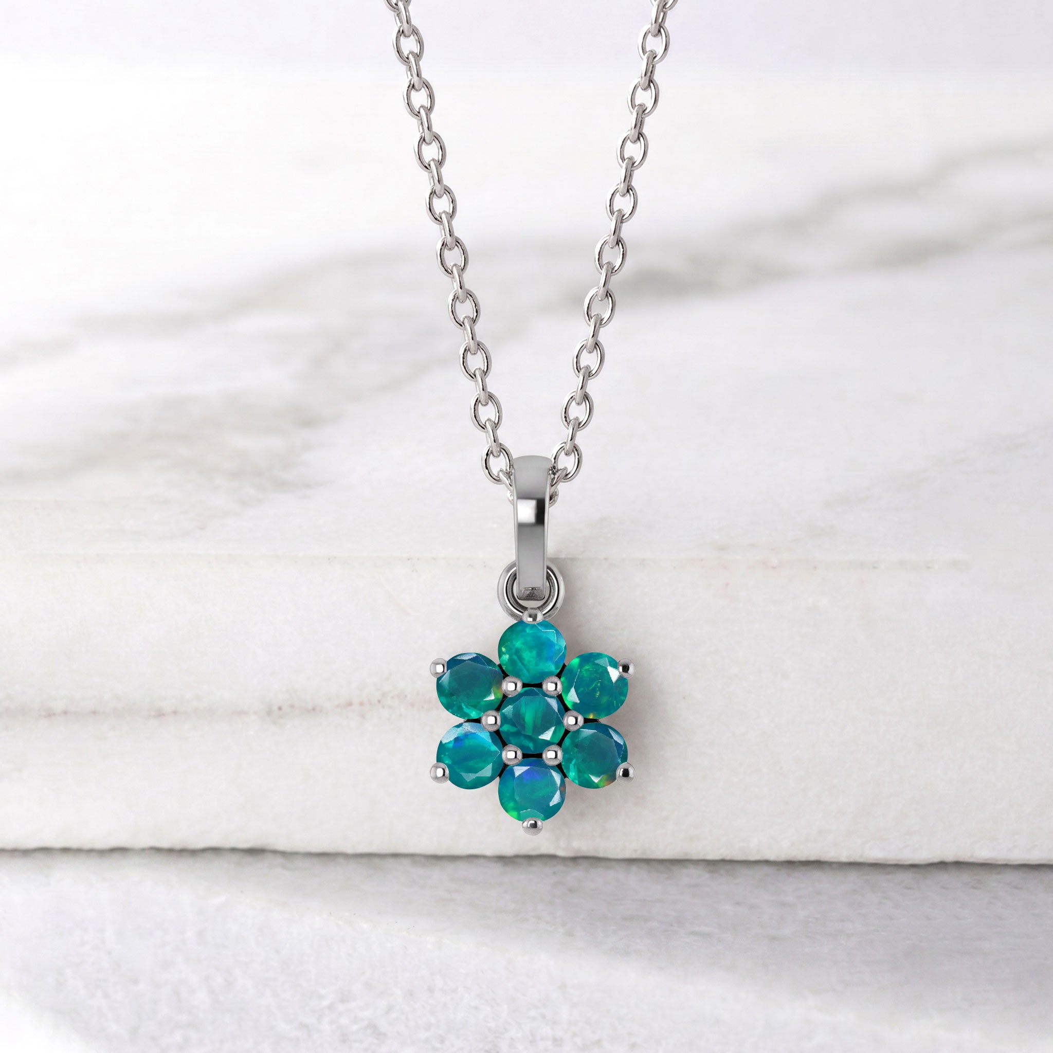 Yellow gold filled green opal flower necklace for women jewelry collection