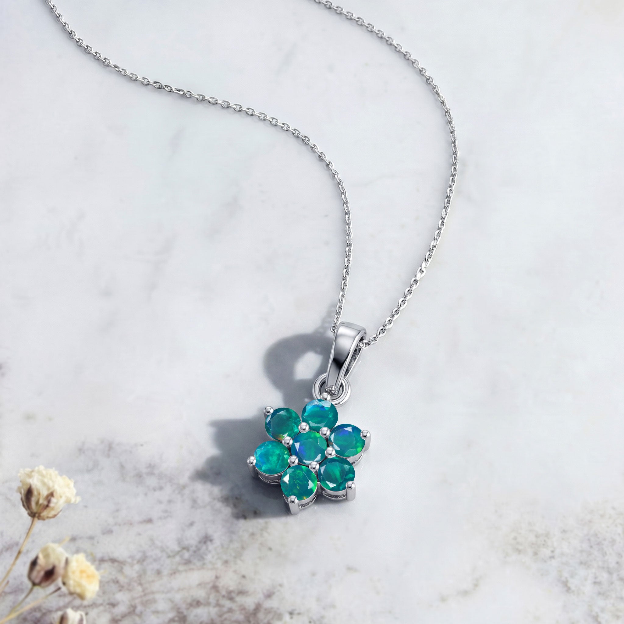 Luxury green opal flower jewelry with elegant craftsmanship