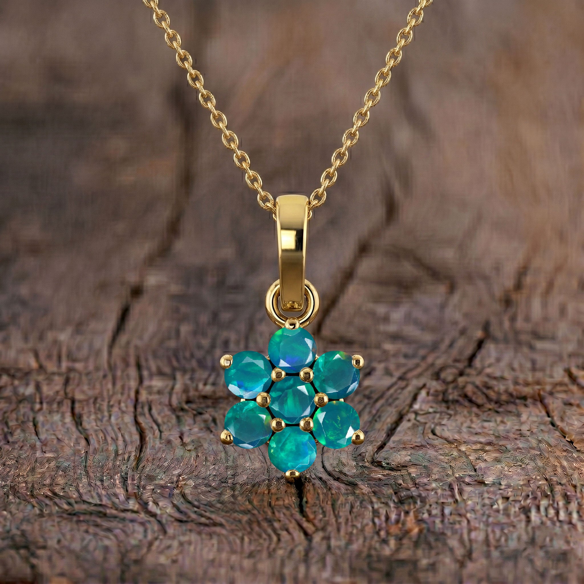 Beautiful green opal flower pendant necklace for special occasions
