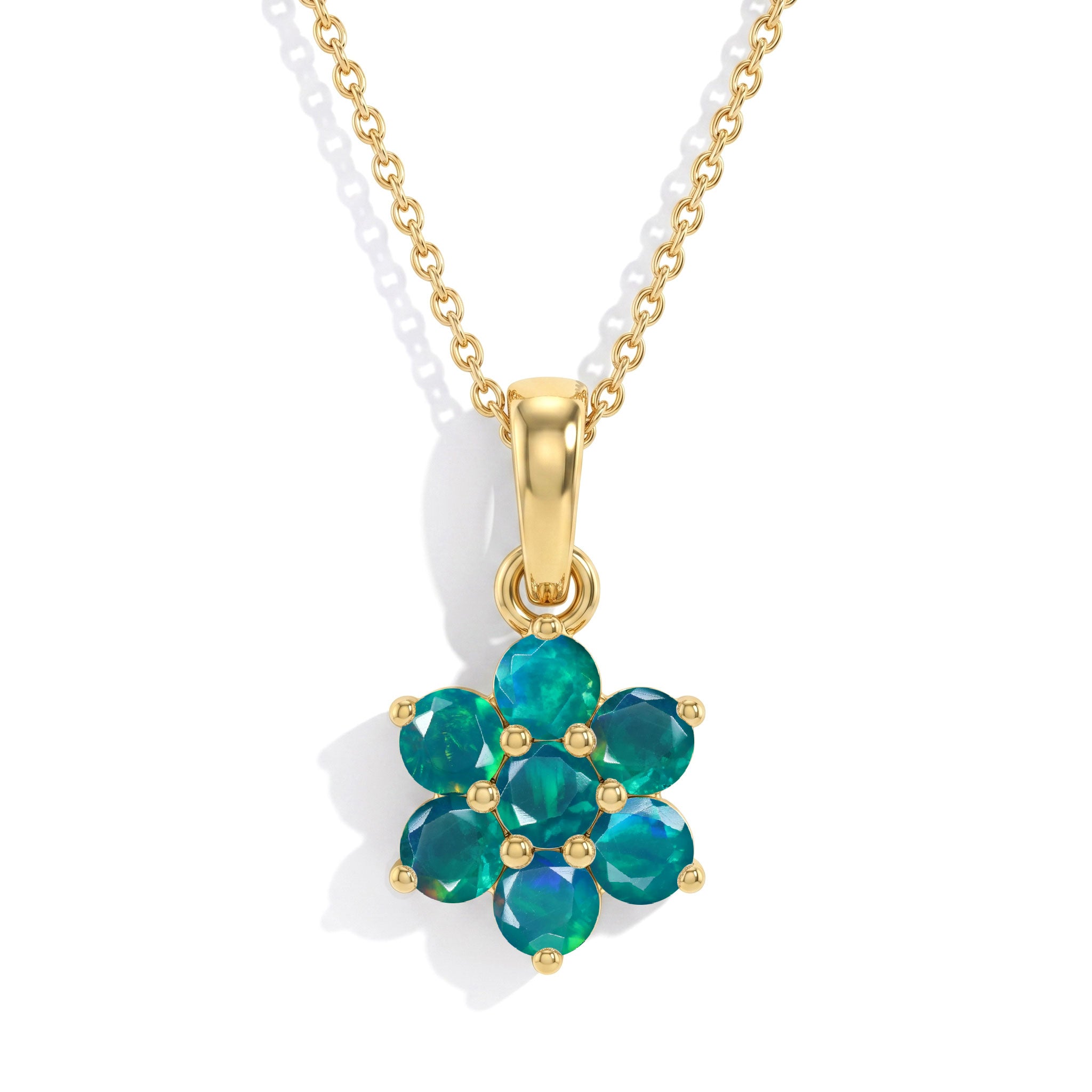Premium sterling silver necklace with green gemstone pendant