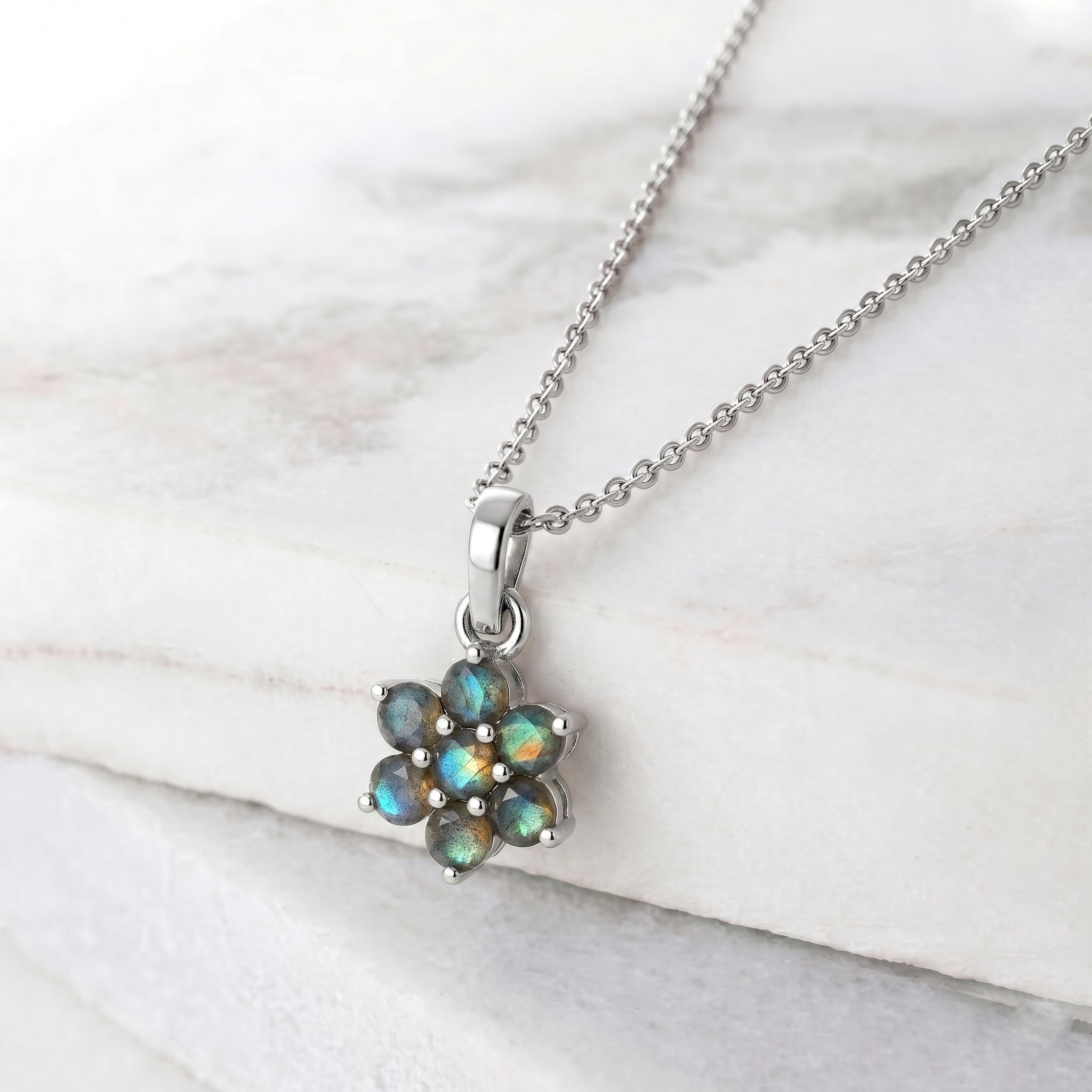 Luxury labradorite flower jewelry with elegant craftsmanship