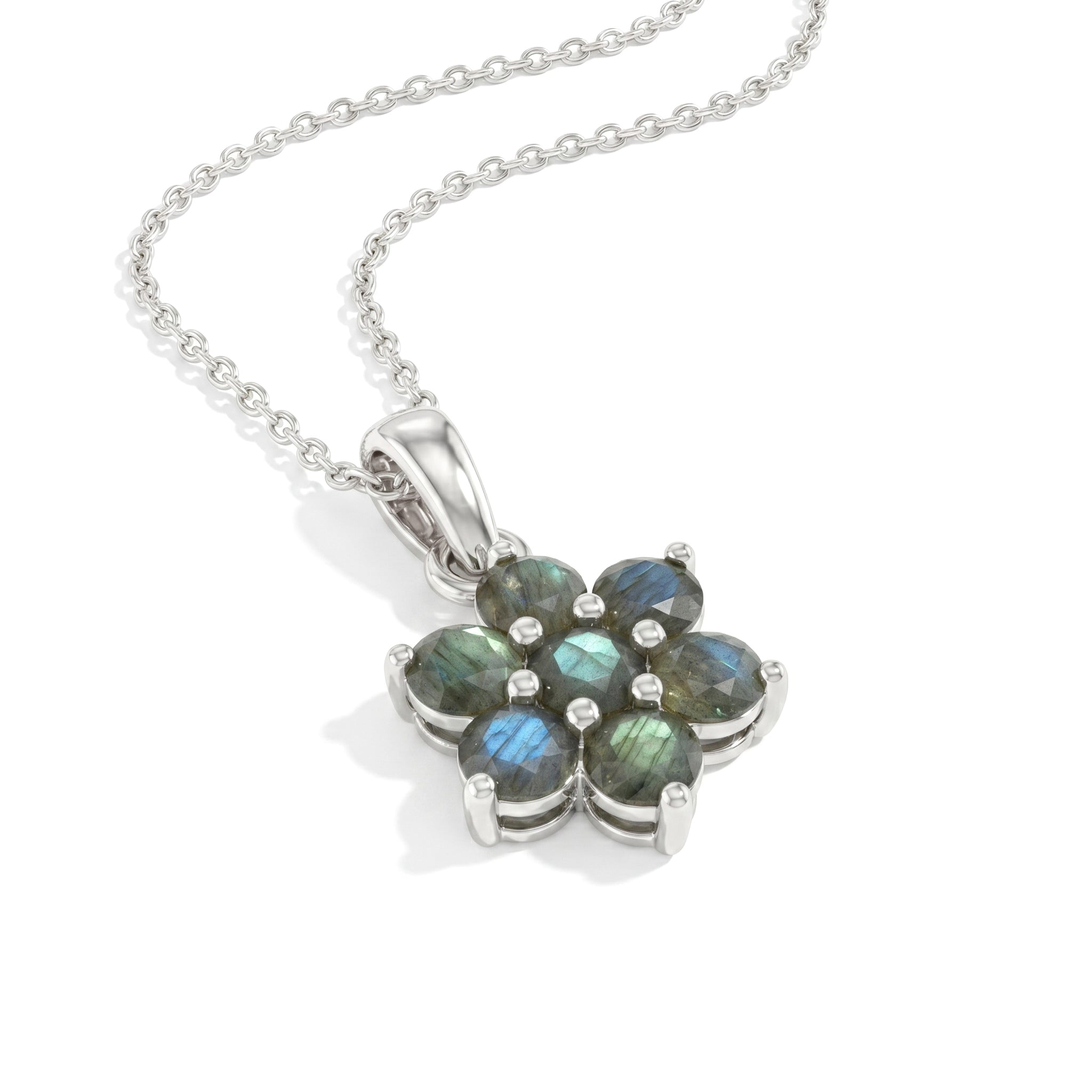 Nature inspired labradorite floral necklace design