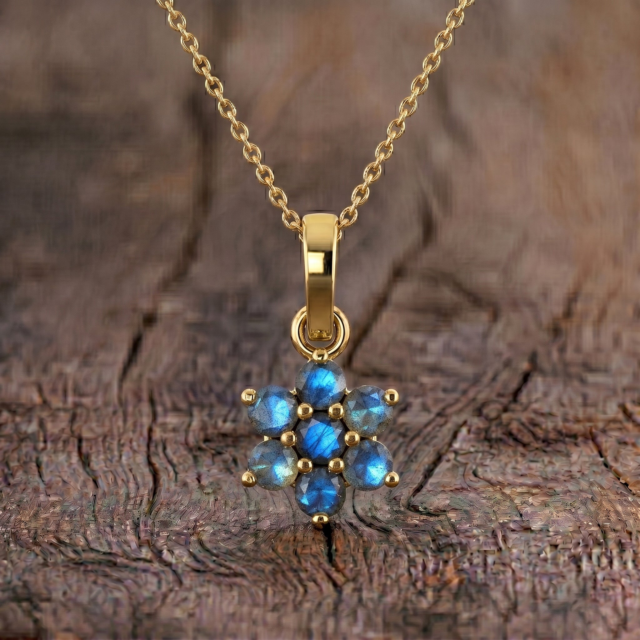 Beautiful labradorite flower pendant necklace for special occasions