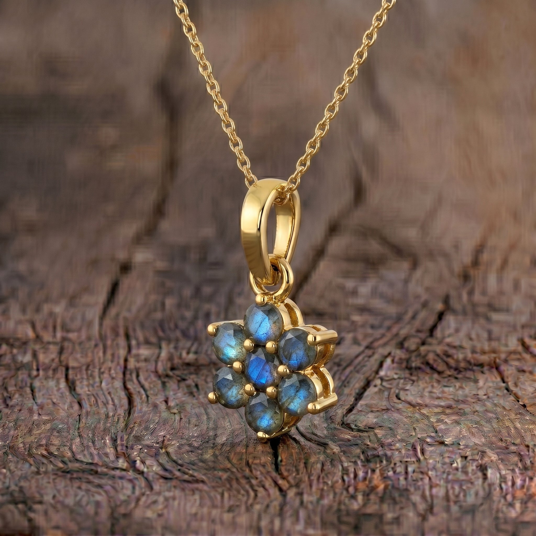 Fine jewelry labradorite necklace with gold filled finish