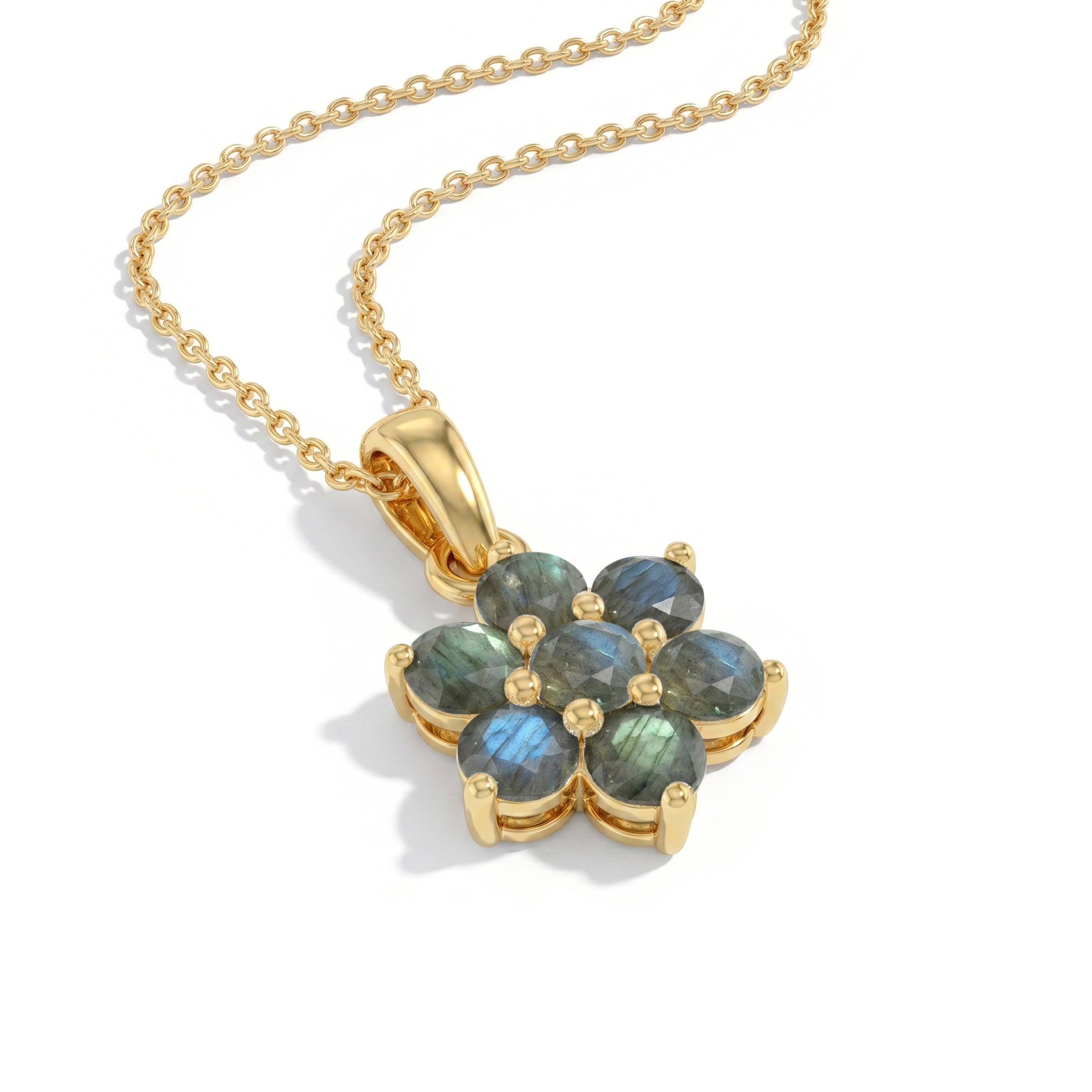 Handmade labradorite flower pendant jewelry gift idea