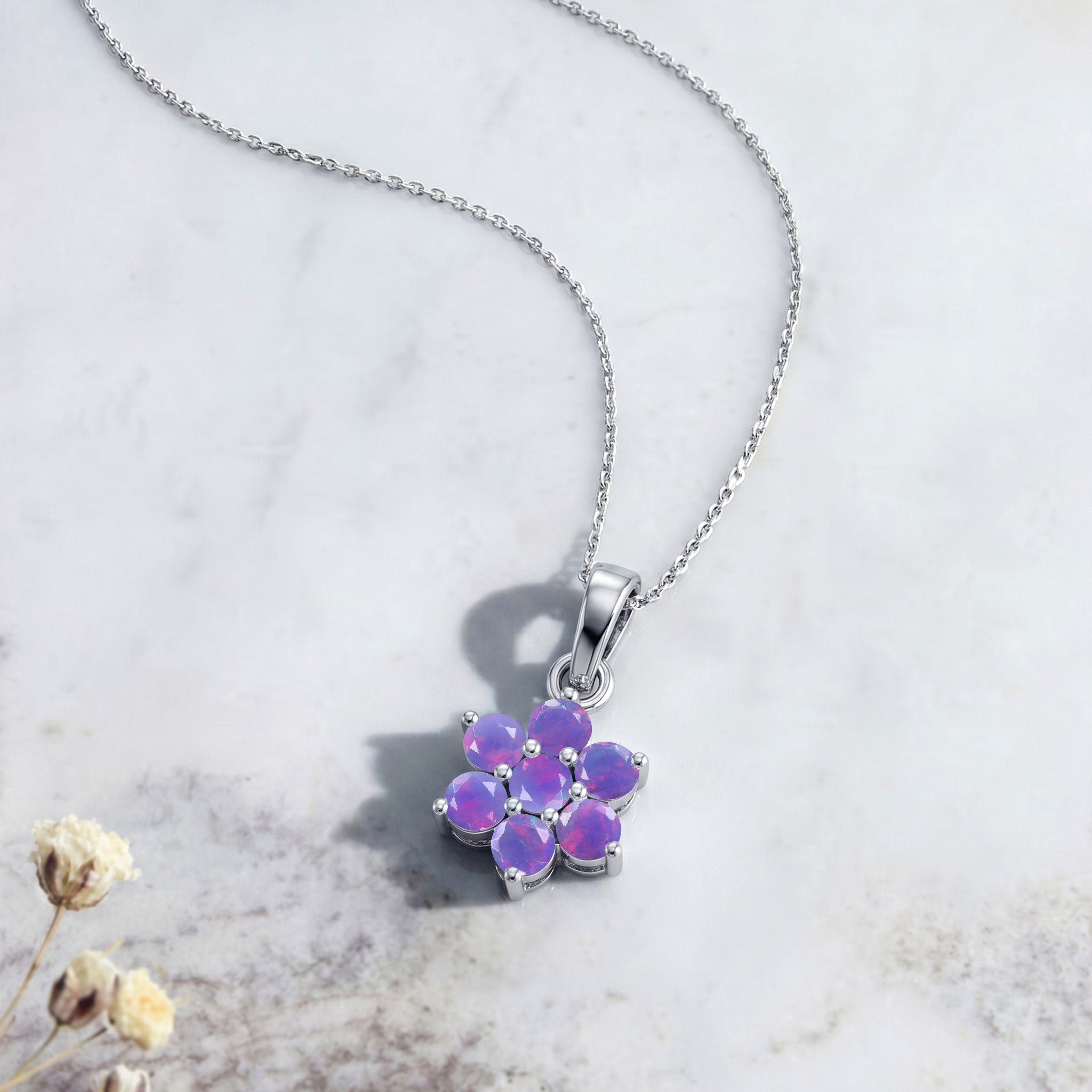 Luxury lavender opal flower jewelry with elegant craftsmanship