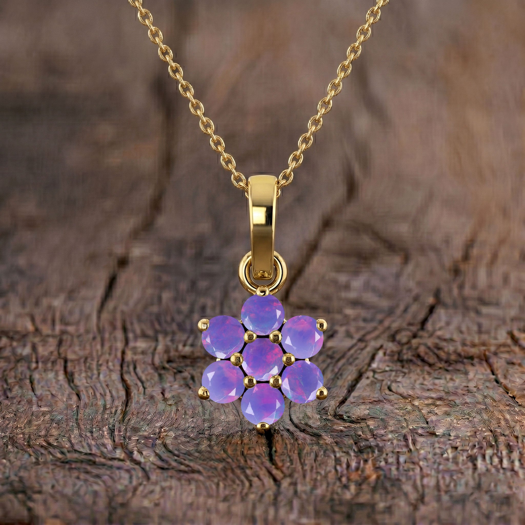 Beautiful lavender opal flower pendant necklace for special occasions