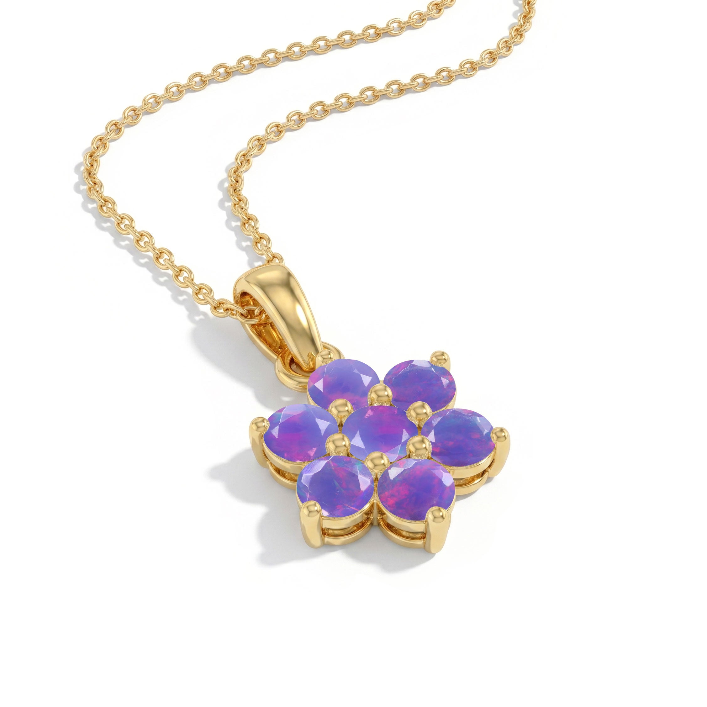 Nature inspired lavender opal floral necklace design