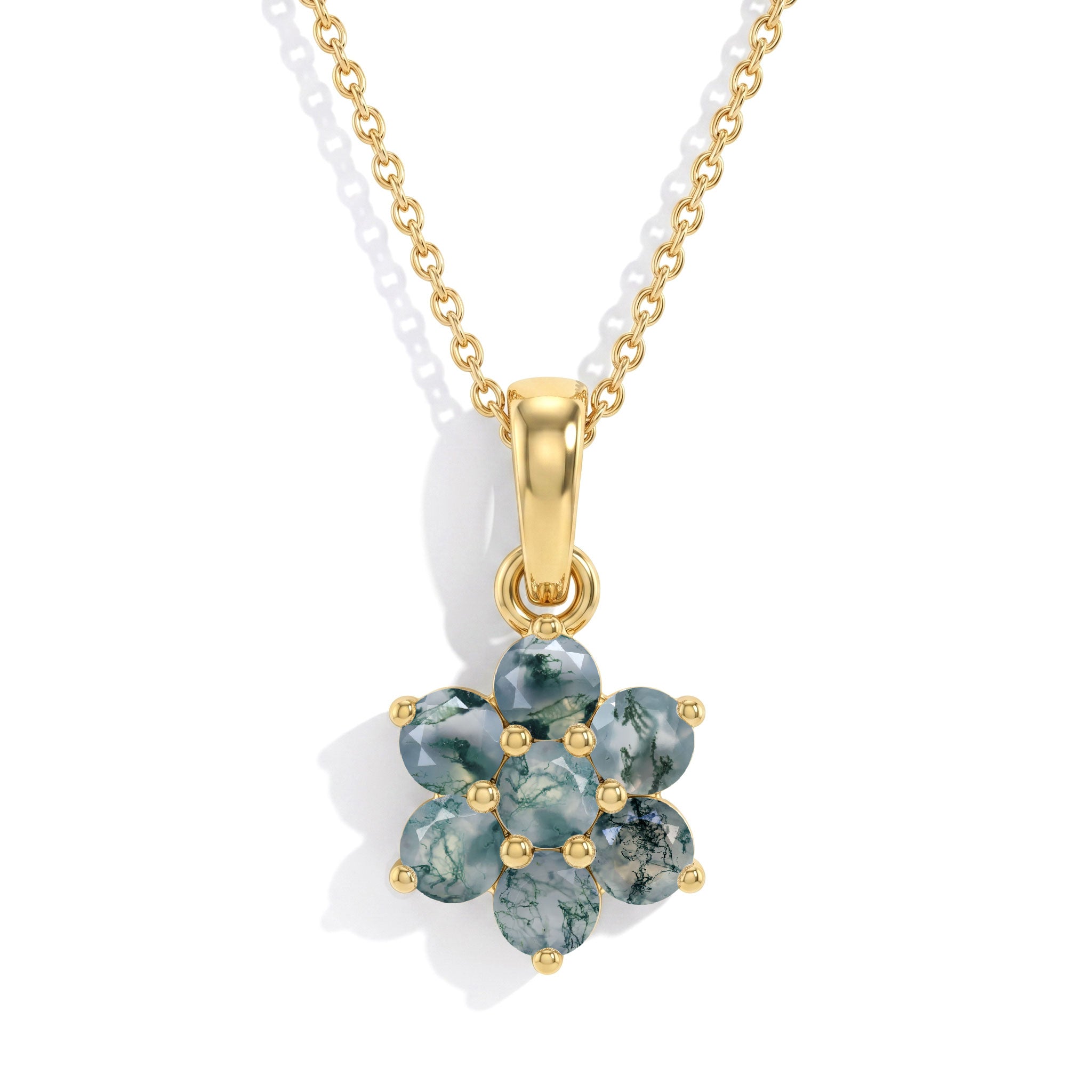Handmade moss agate flower pendant jewelry gift idea