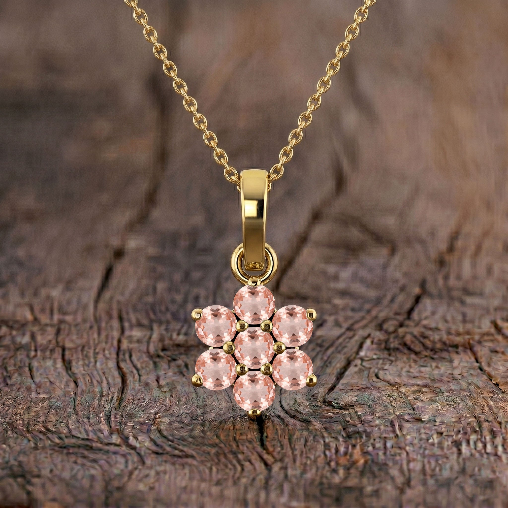 Beautiful morganite flower pendant necklace for special occasions