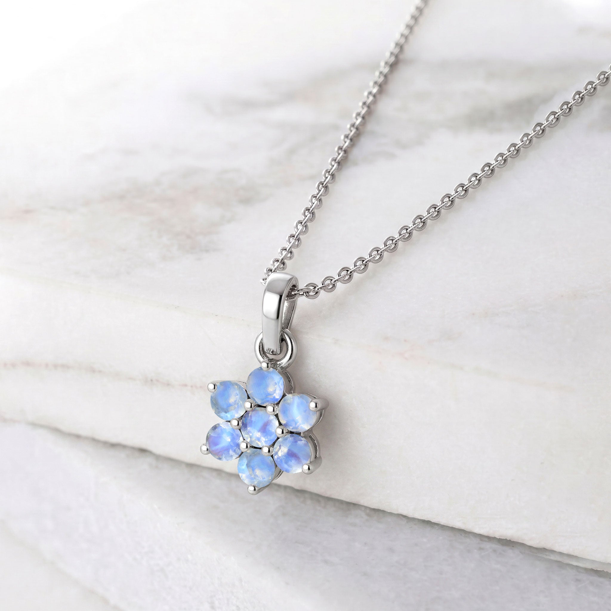 Sterling silver moonstone pendant necklace with gold filled accents