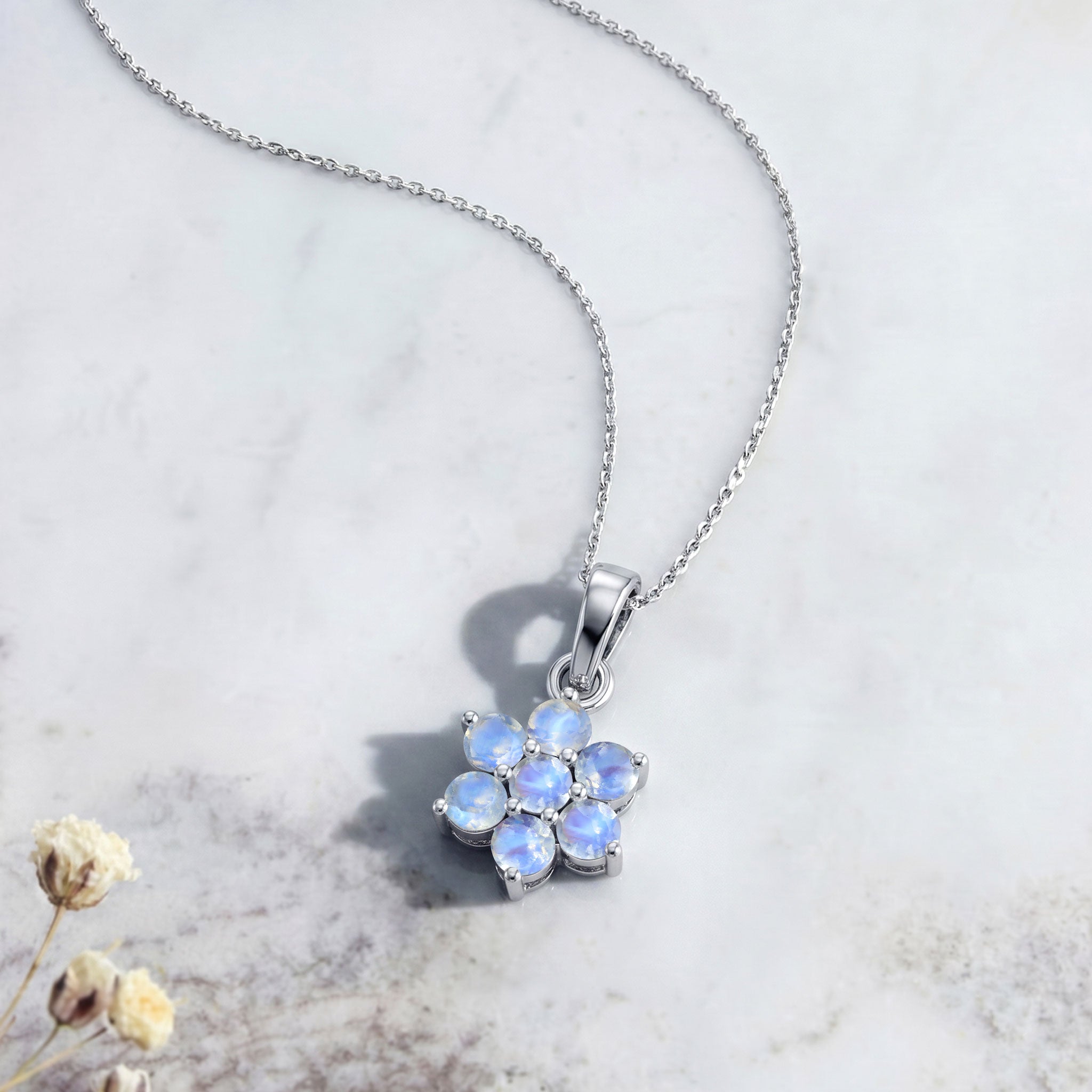 Glowing moonstone gemstone pendant necklace with natural shimmer effect