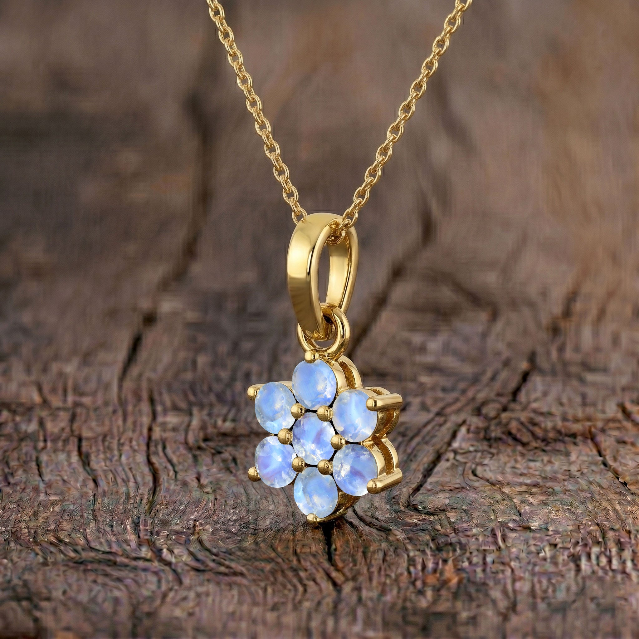 Fine jewelry moonstone necklace with yellow gold filled finish