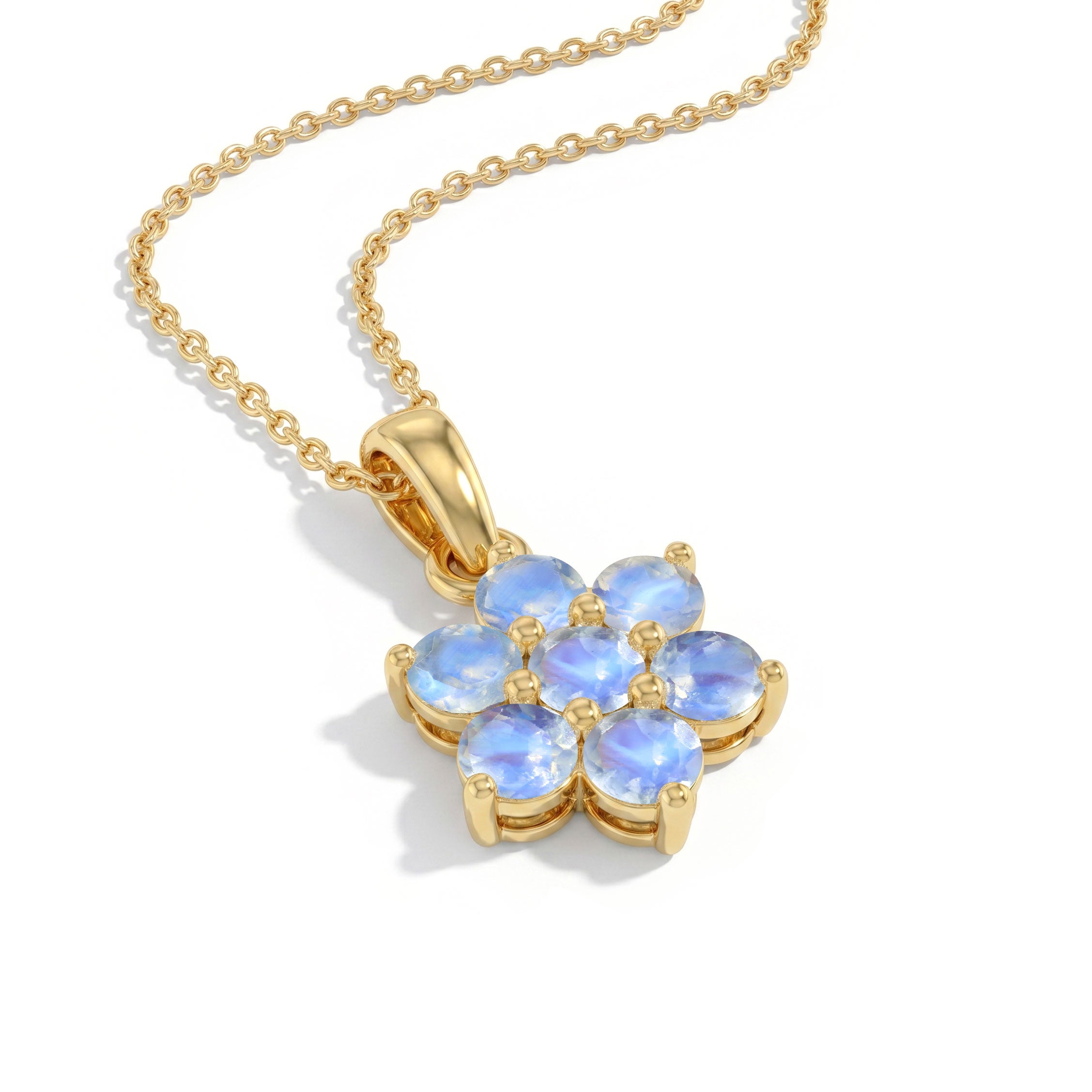 Nature inspired moonstone floral necklace design