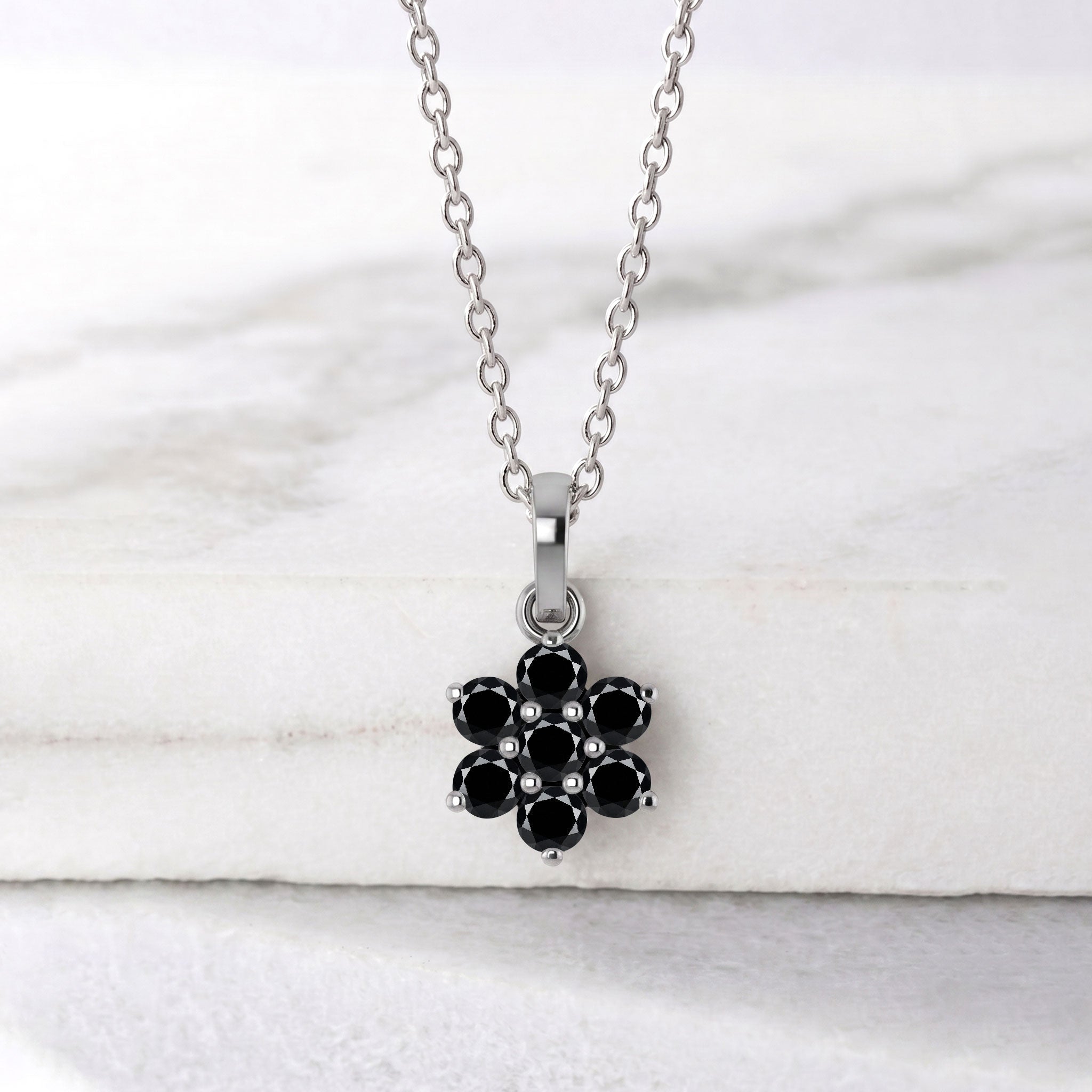 Yellow gold filled black onyx flower necklace for women jewelry collection