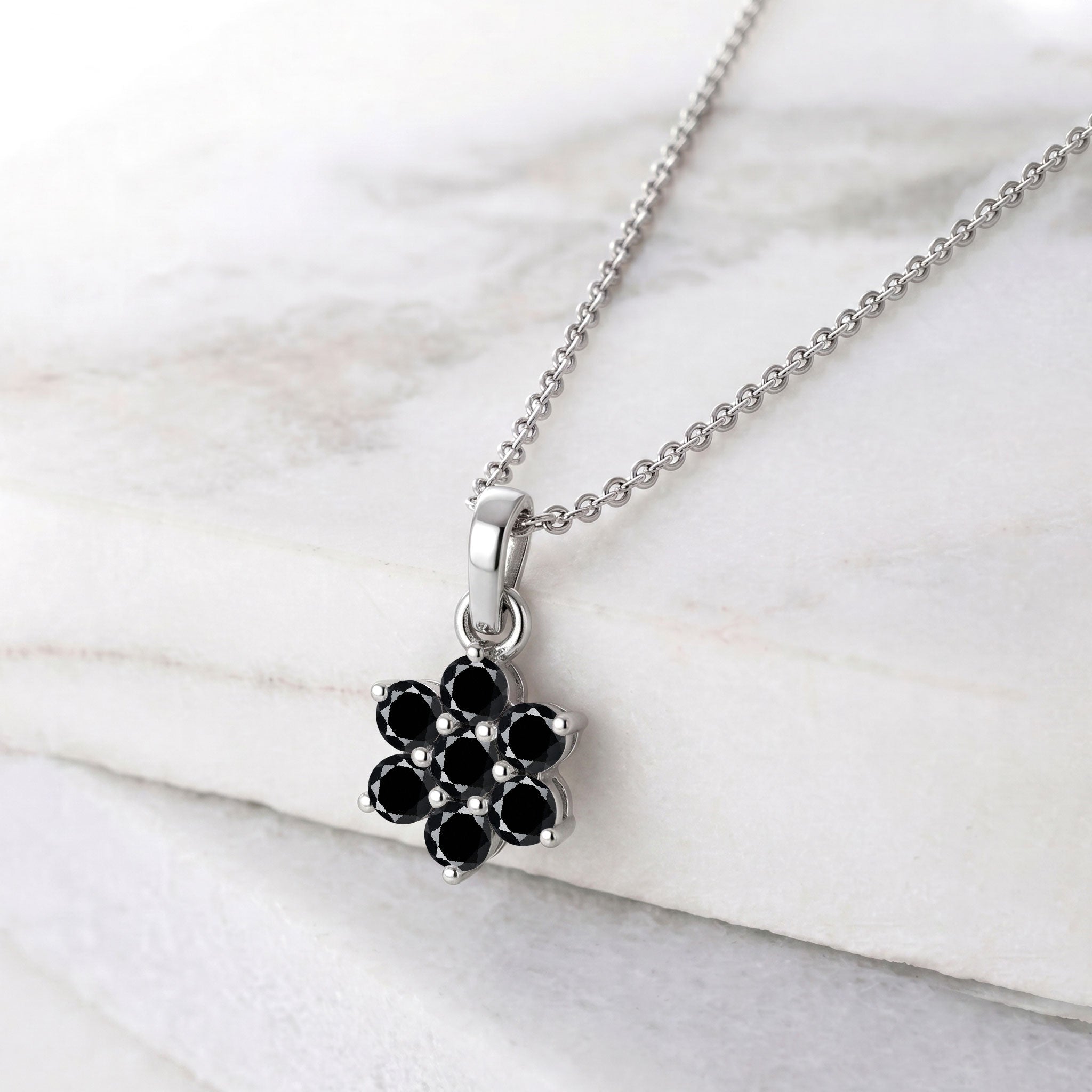 Sterling silver black onyx pendant necklace with gold filled accents