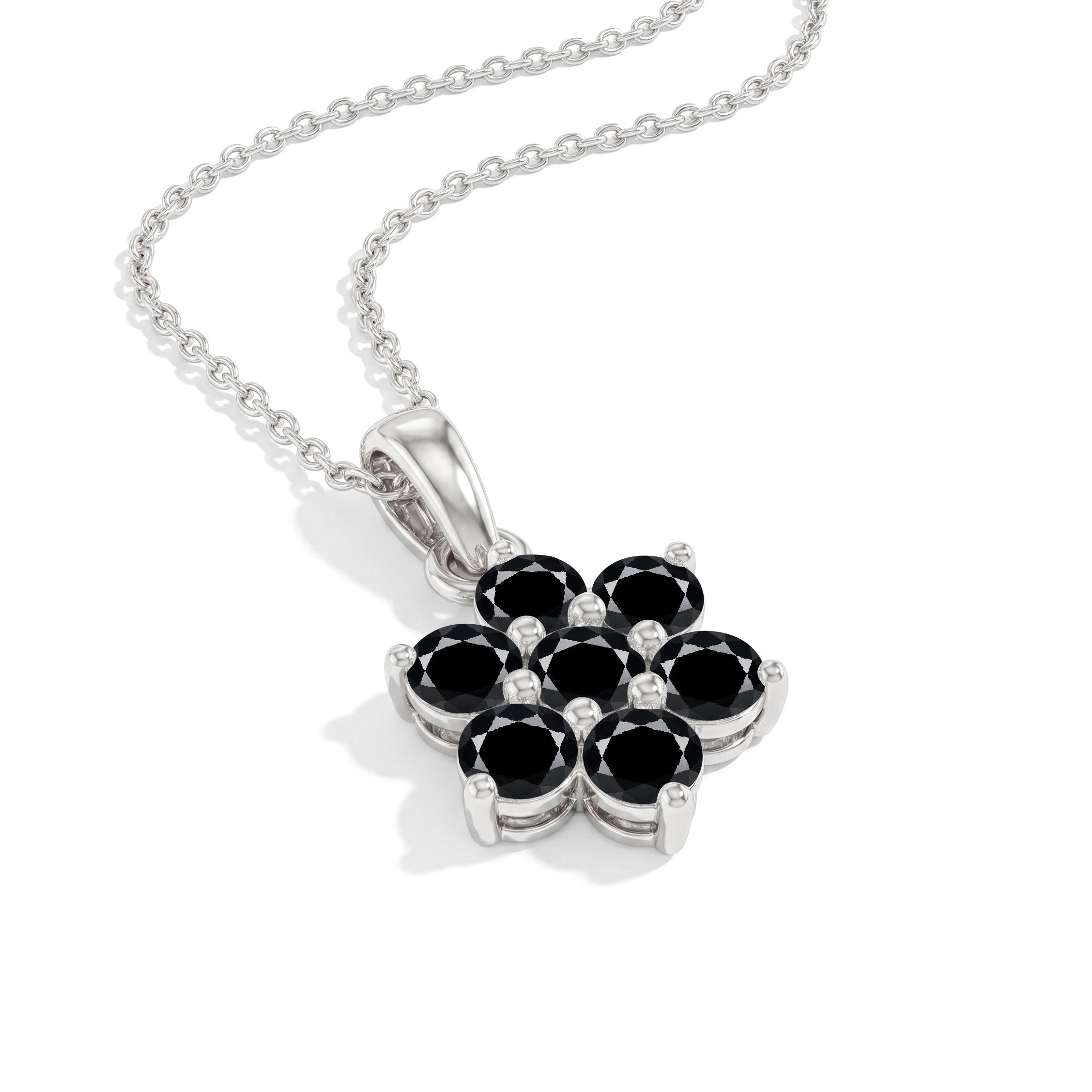 Handmade black onyx flower pendant jewelry gift idea