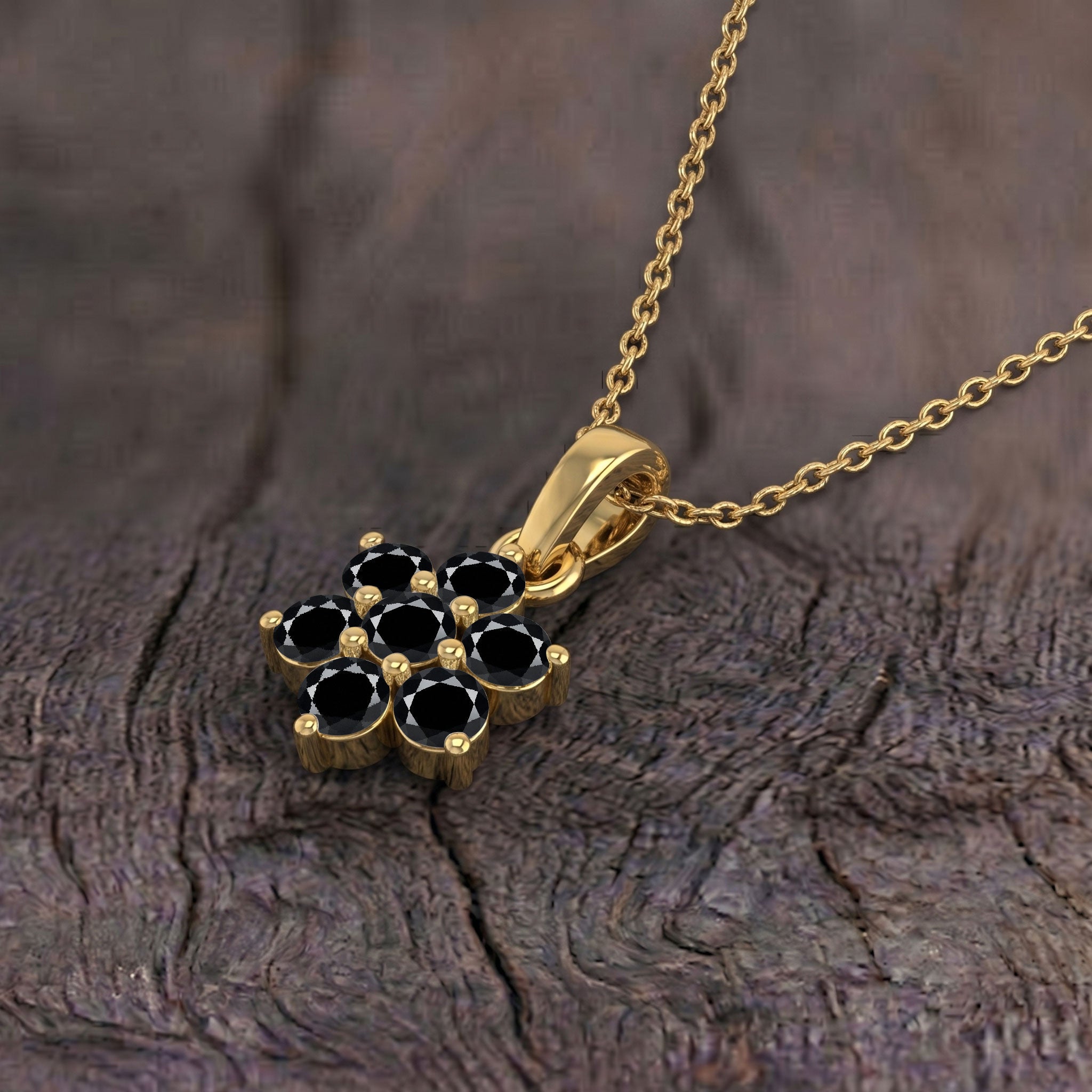 Beautiful black onyx flower pendant necklace for special occasions