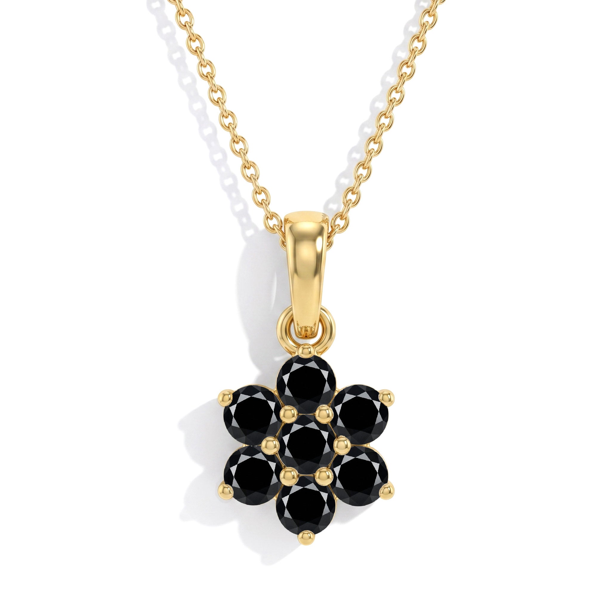 Fine jewelry black onyx necklace with yellow gold filled finish
