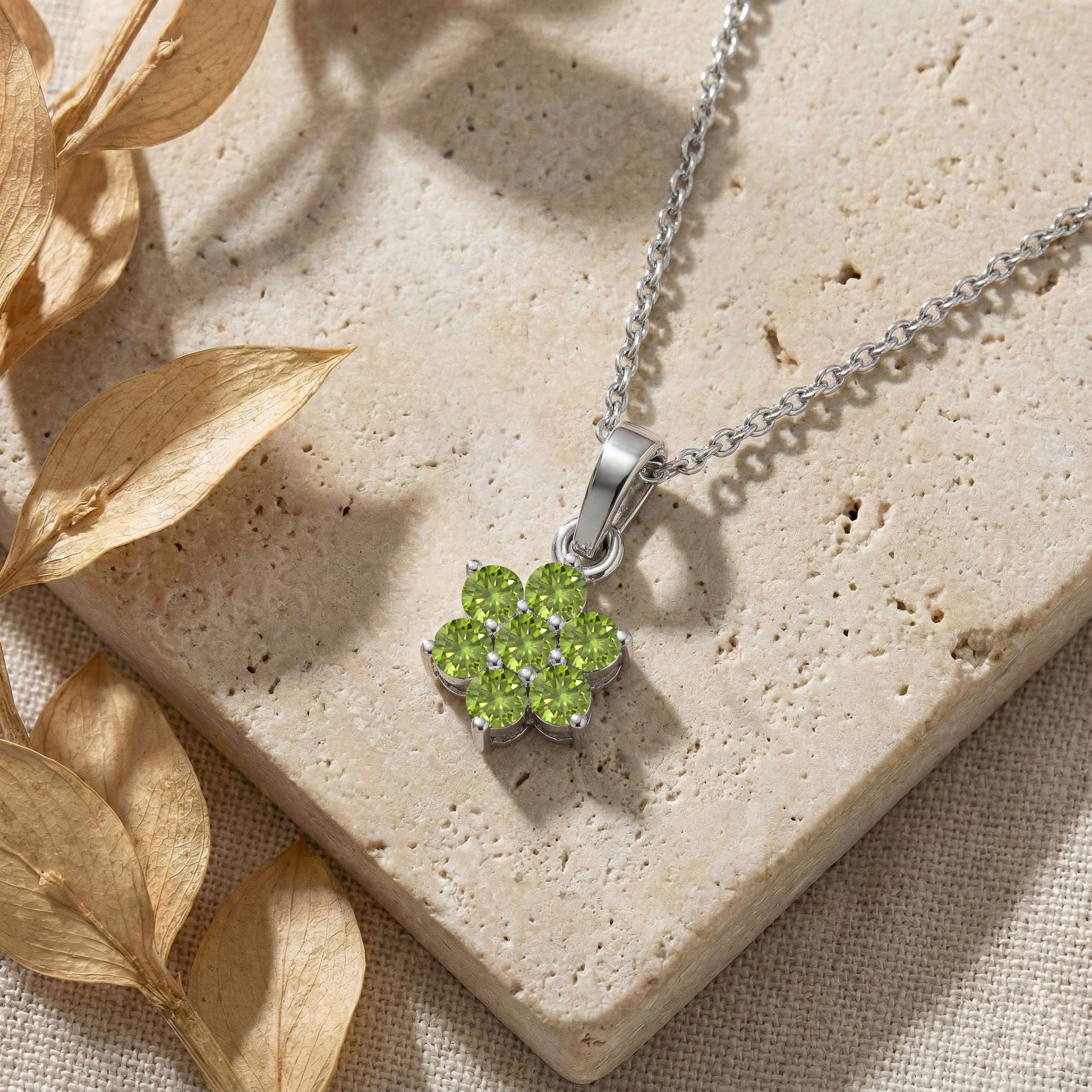 Bright green peridot gemstone pendant necklace with natural shine