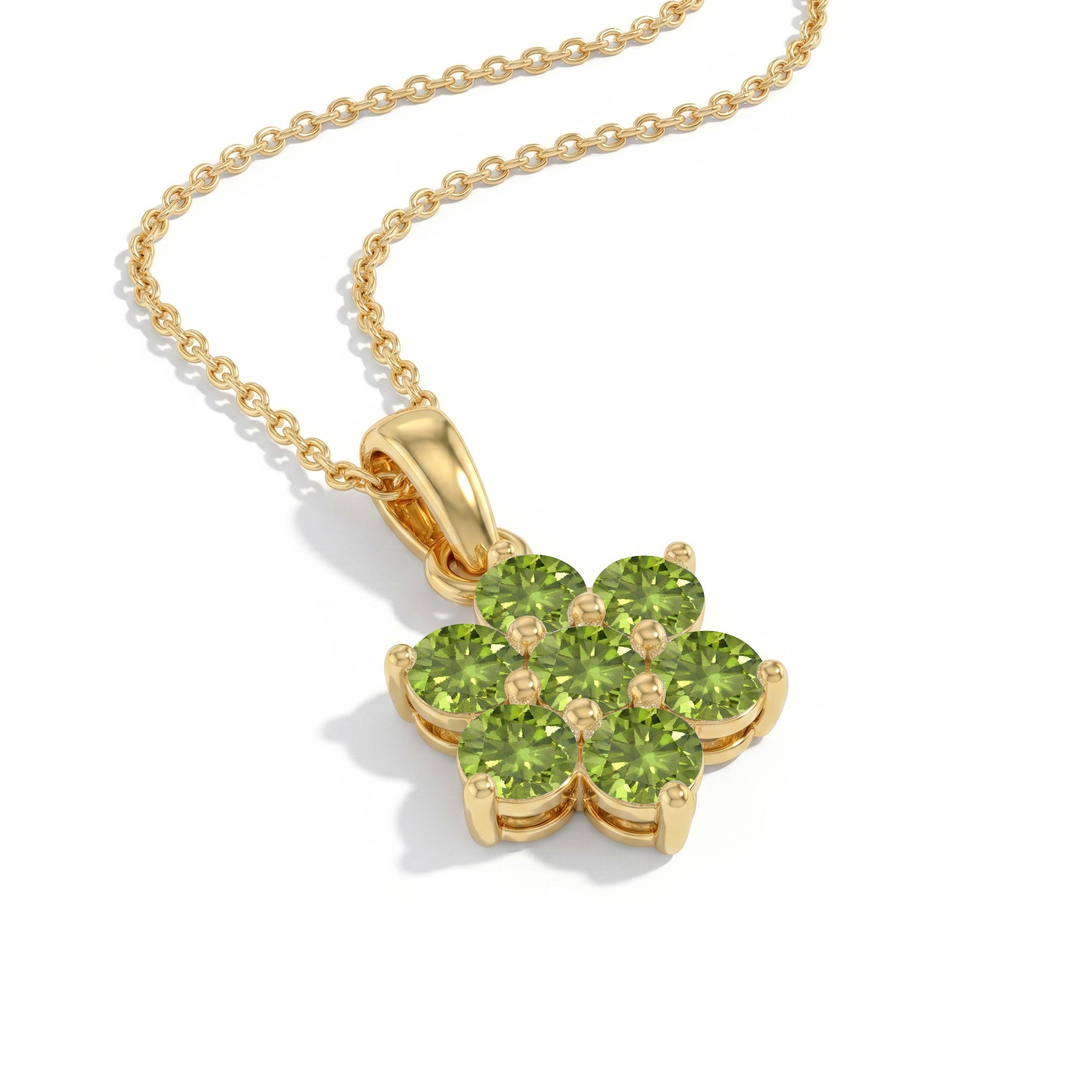Beautiful peridot flower pendant necklace for special occasions