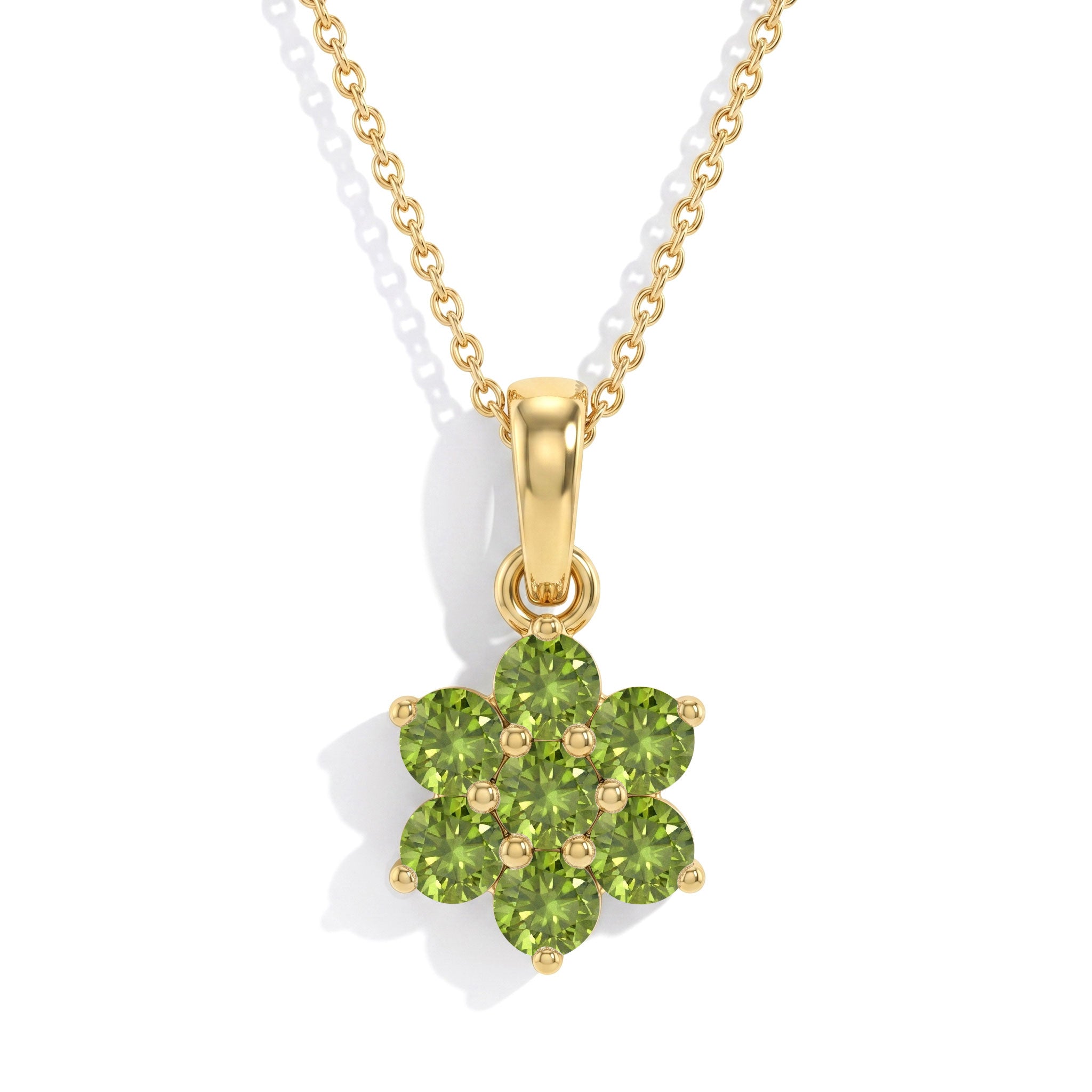 Nature inspired peridot floral necklace design
