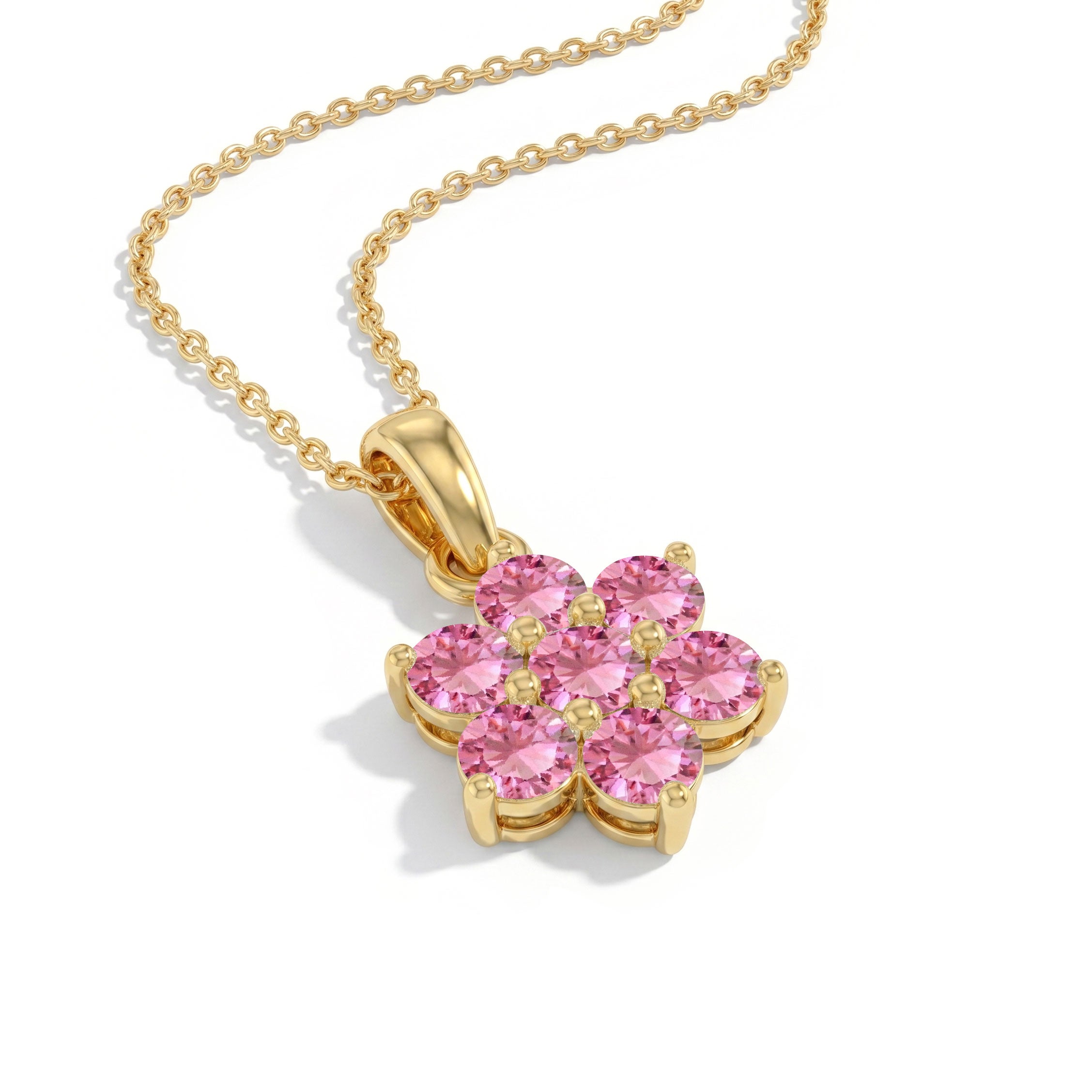 Handmade pink tourmaline flower pendant jewelry gift idea