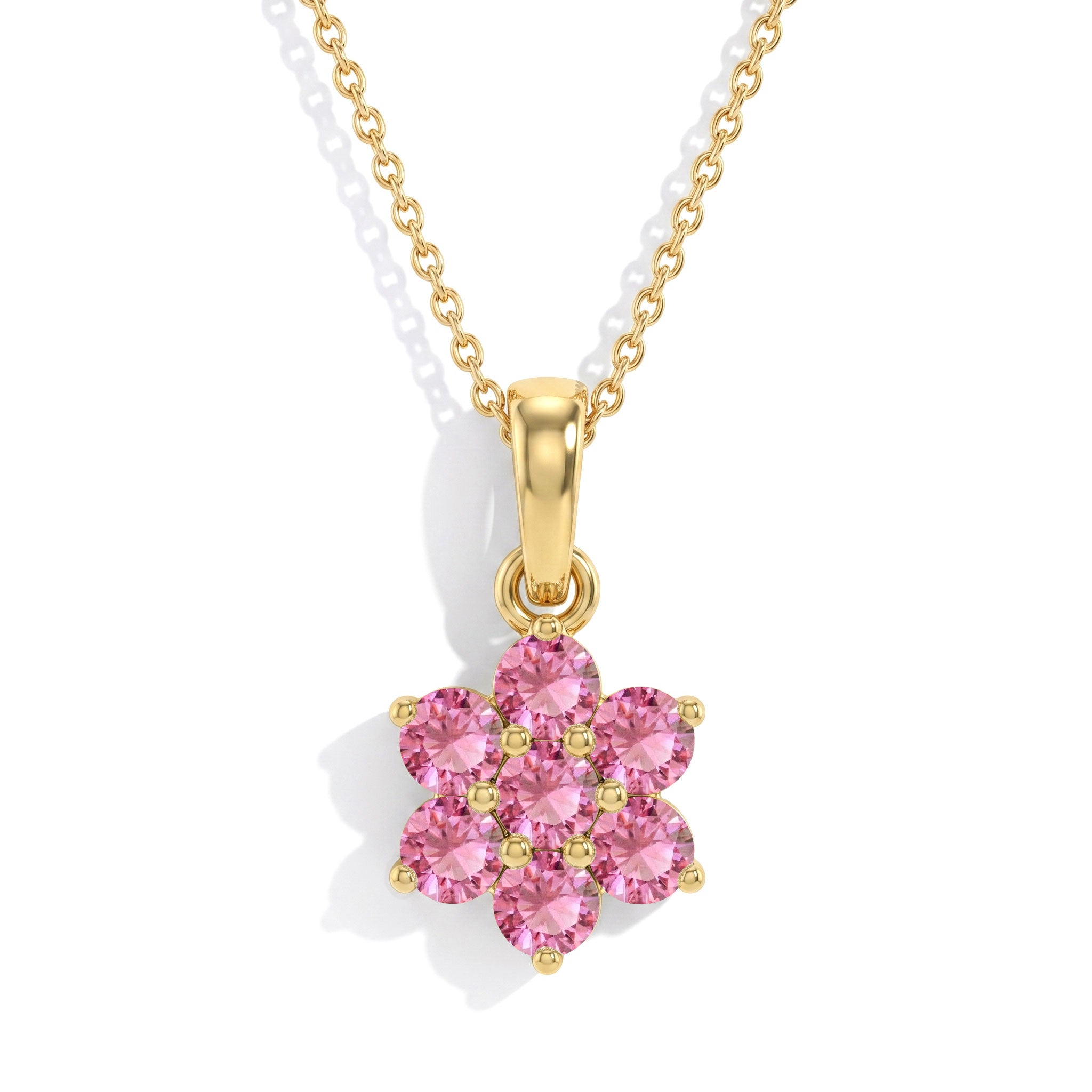 Nature inspired pink tourmaline floral necklace design