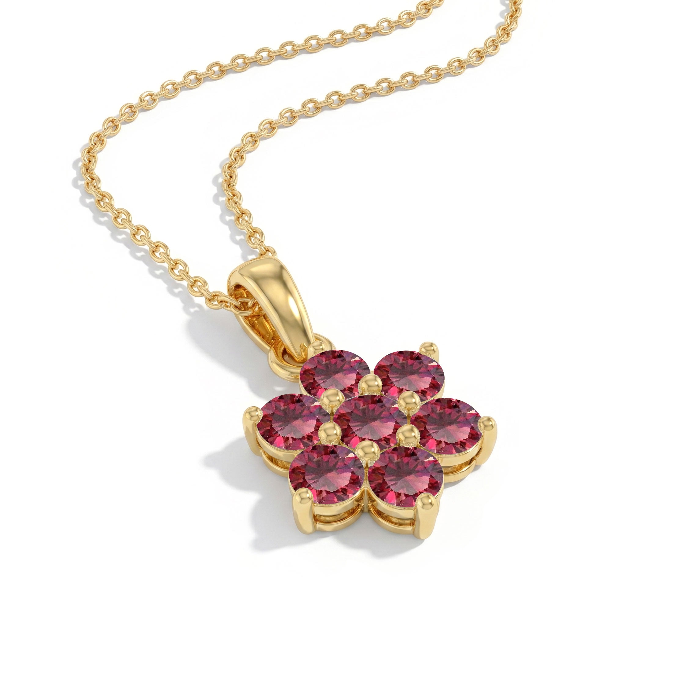 Premium sterling silver necklace with natural ruby gemstone pendant