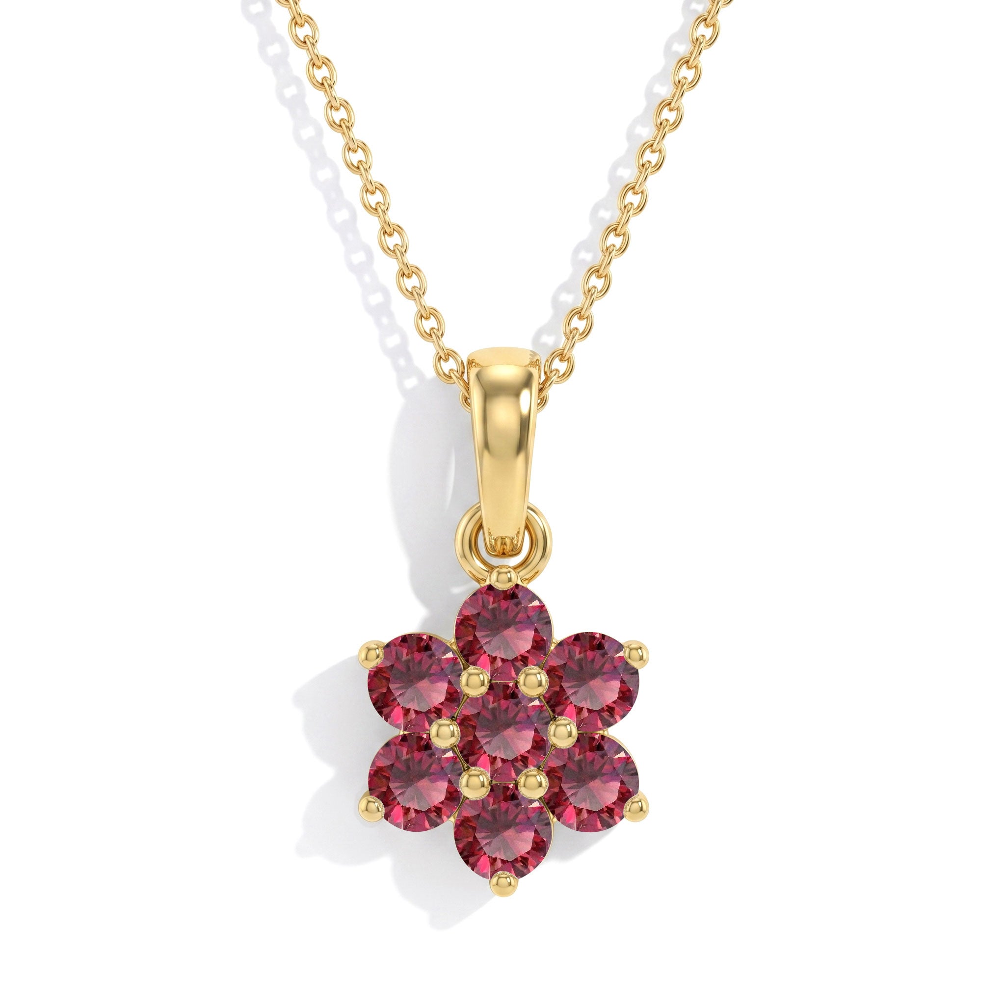 Handmade ruby flower pendant jewelry gift idea
