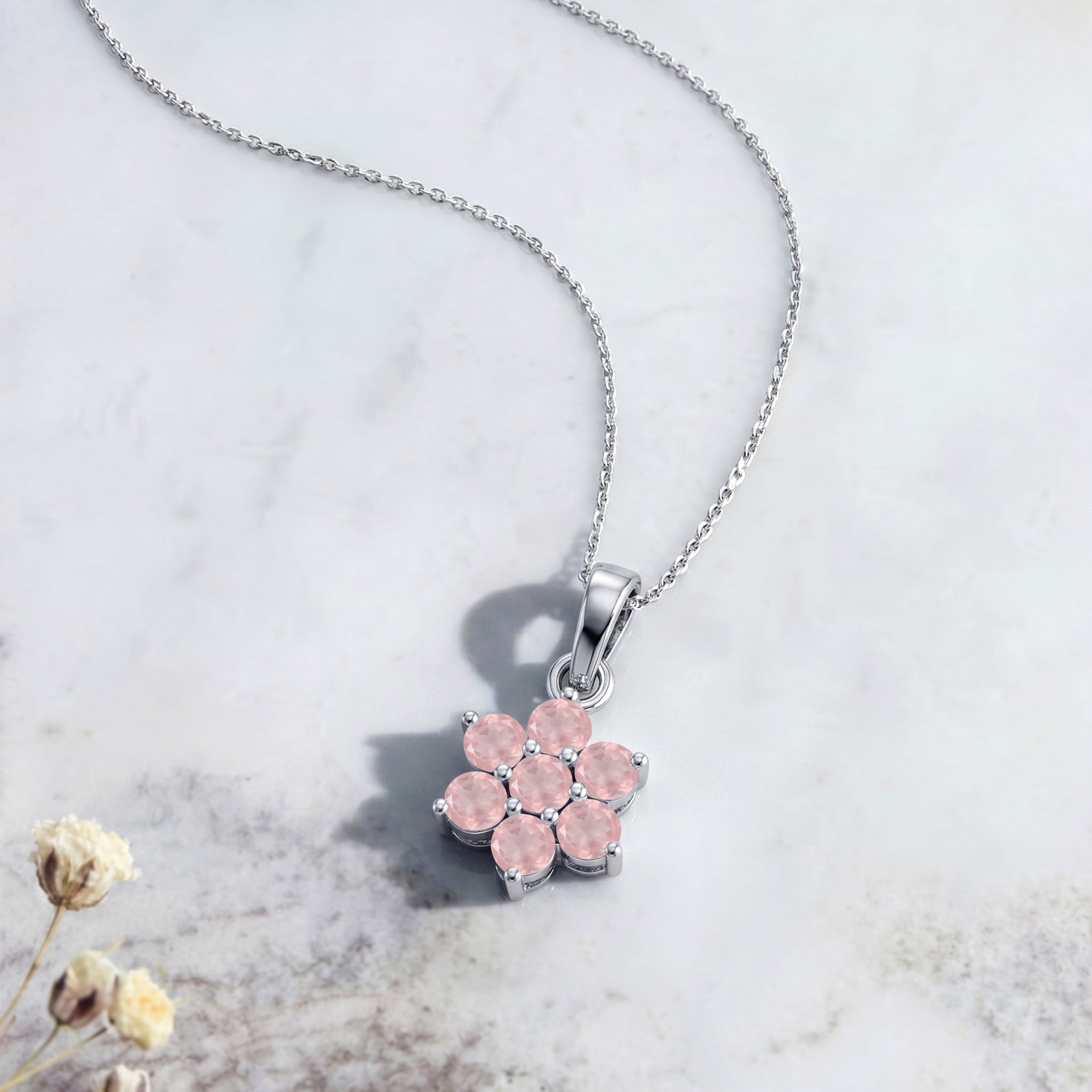Luxury rose quartz flower jewelry with premium craftsmanship