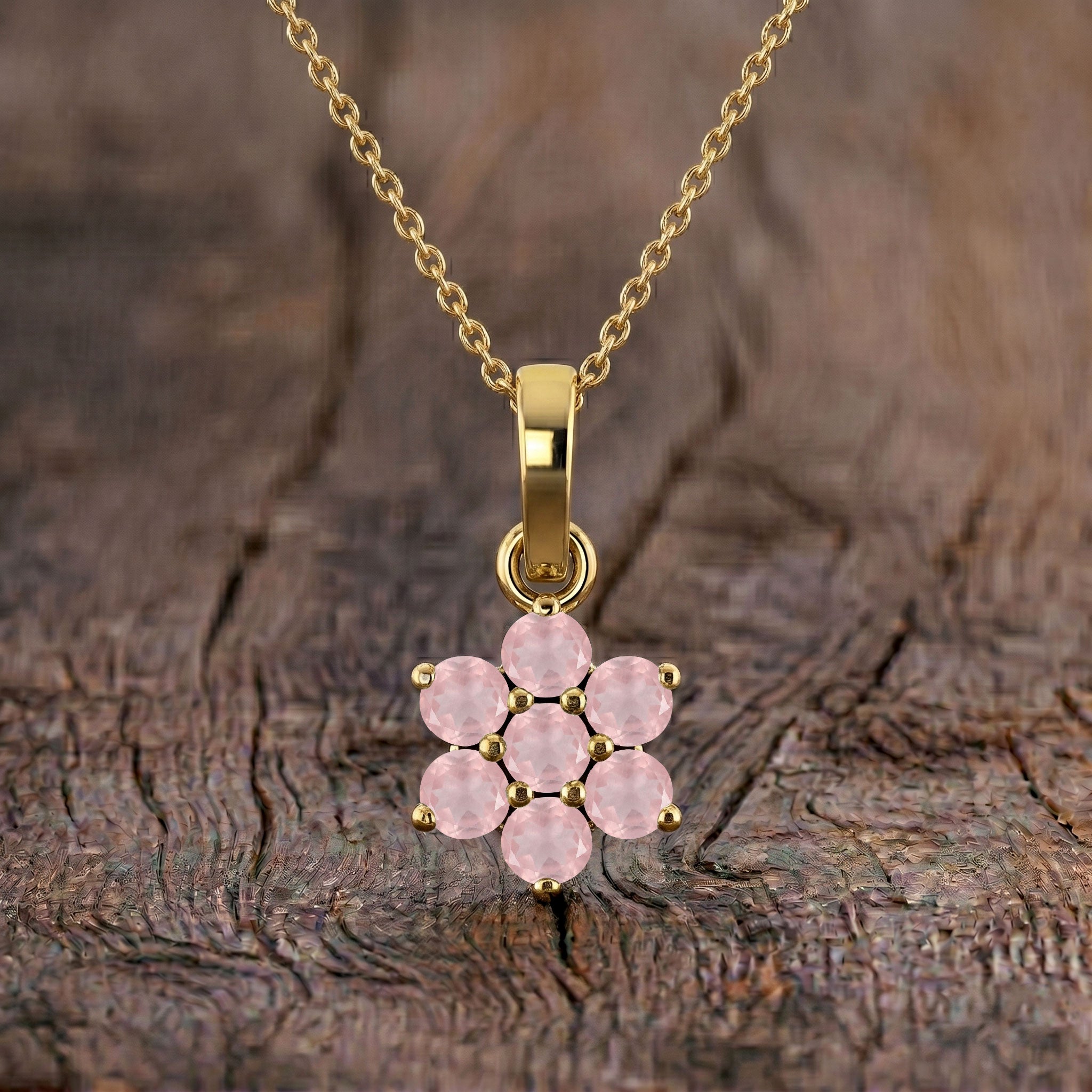 Beautiful rose quartz flower pendant necklace for special occasions