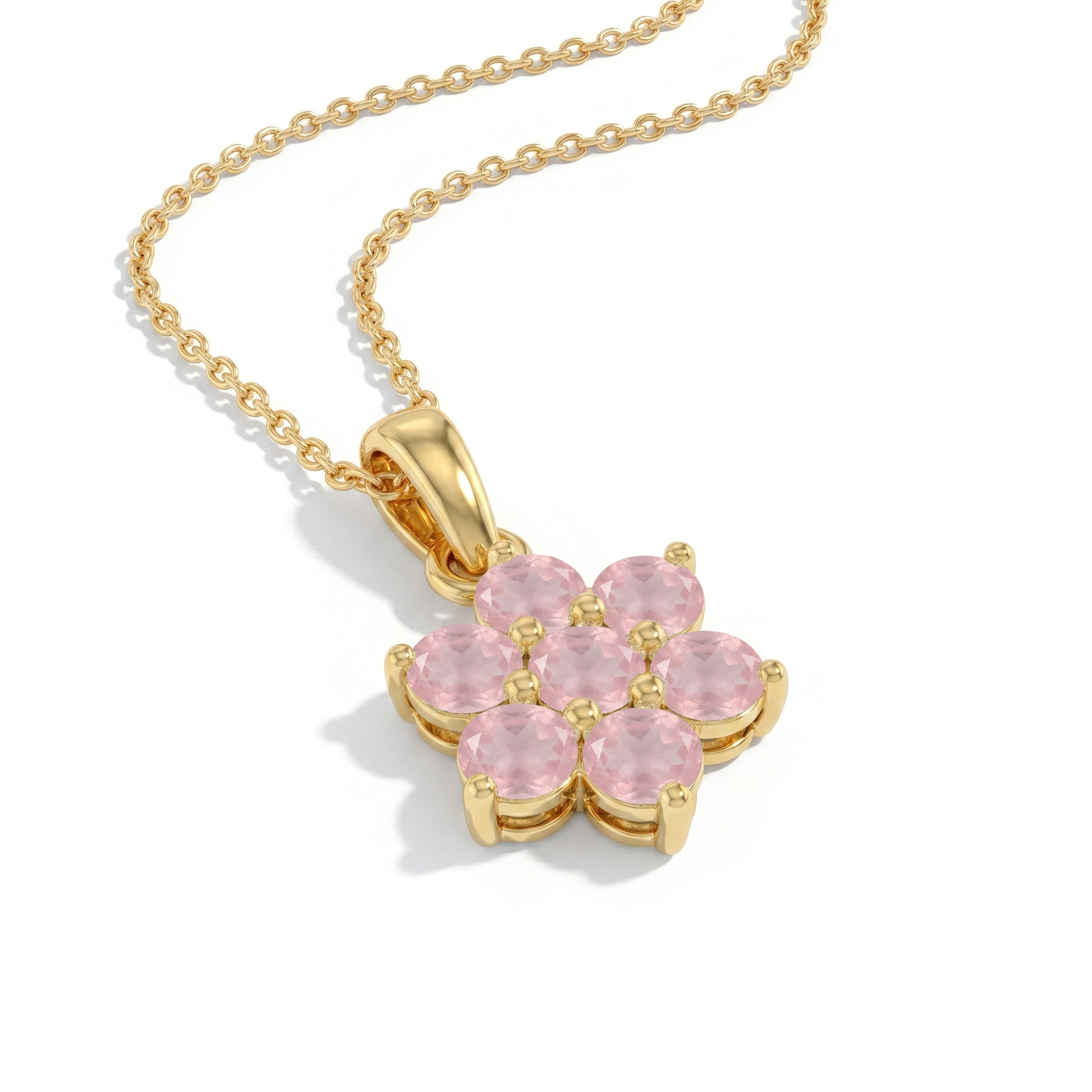 Nature inspired rose quartz floral necklace design