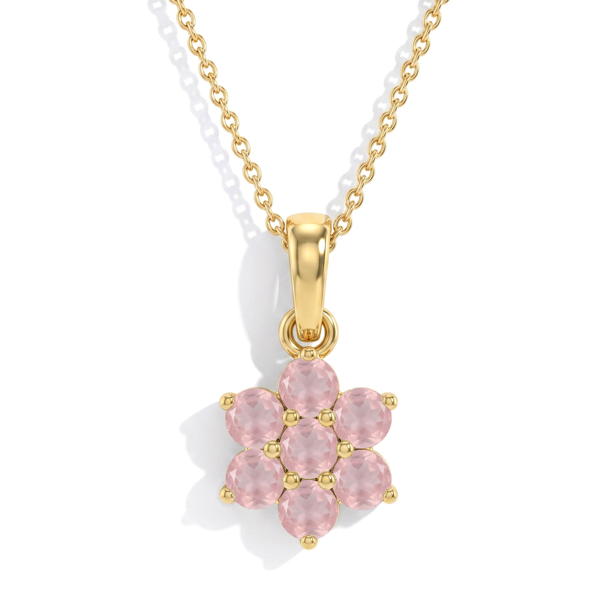 Handmade rose quartz flower pendant jewelry gift idea
