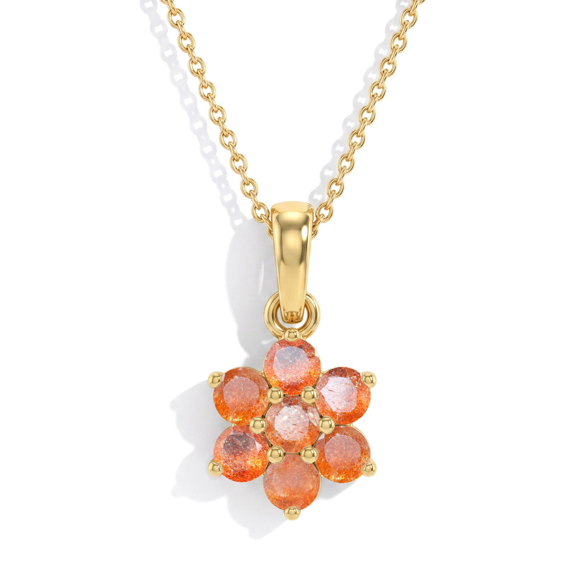 Nature inspired gemstone pendant featuring vibrant sunstone stones
