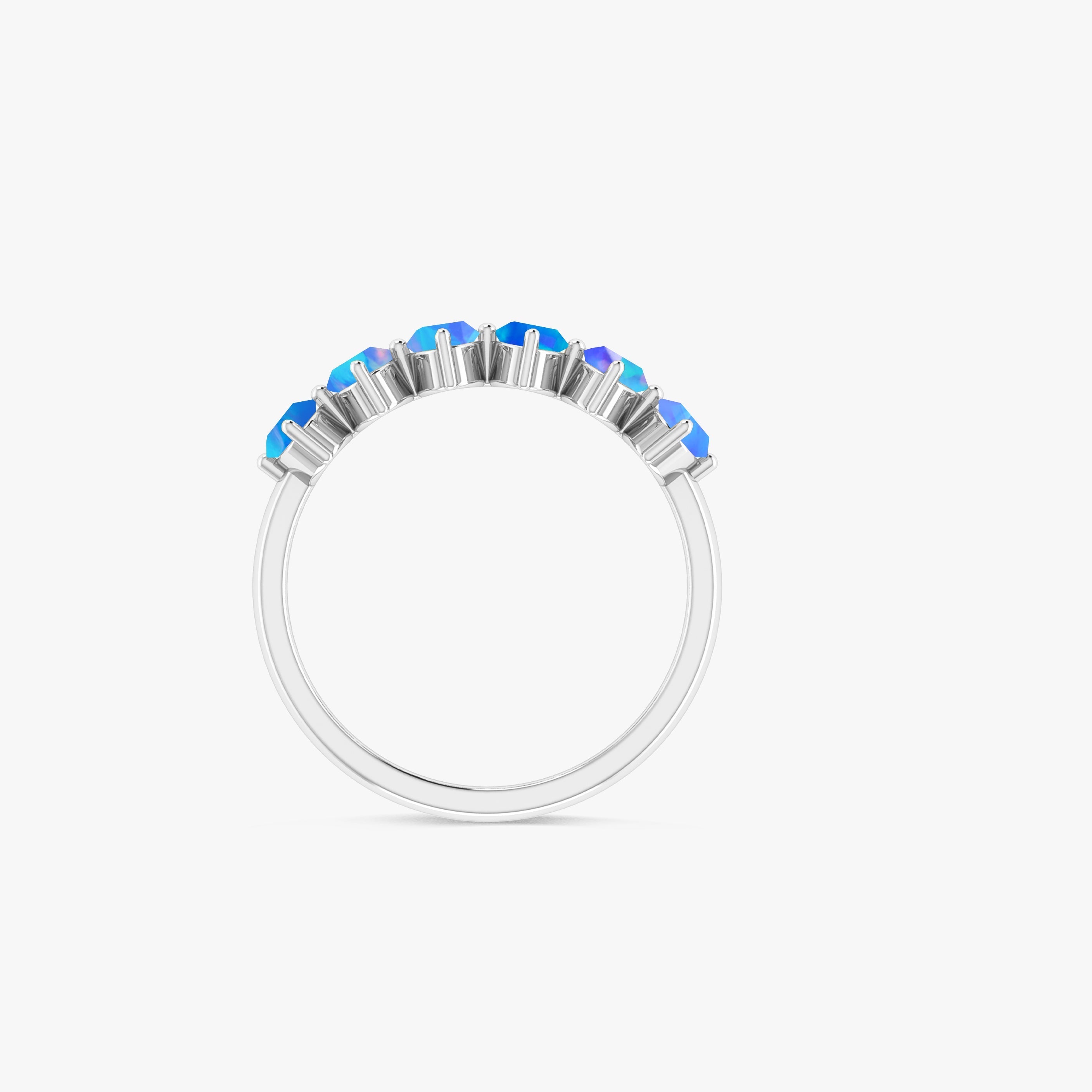 Blue Fire Oval Shape Opal Gemstone Ring