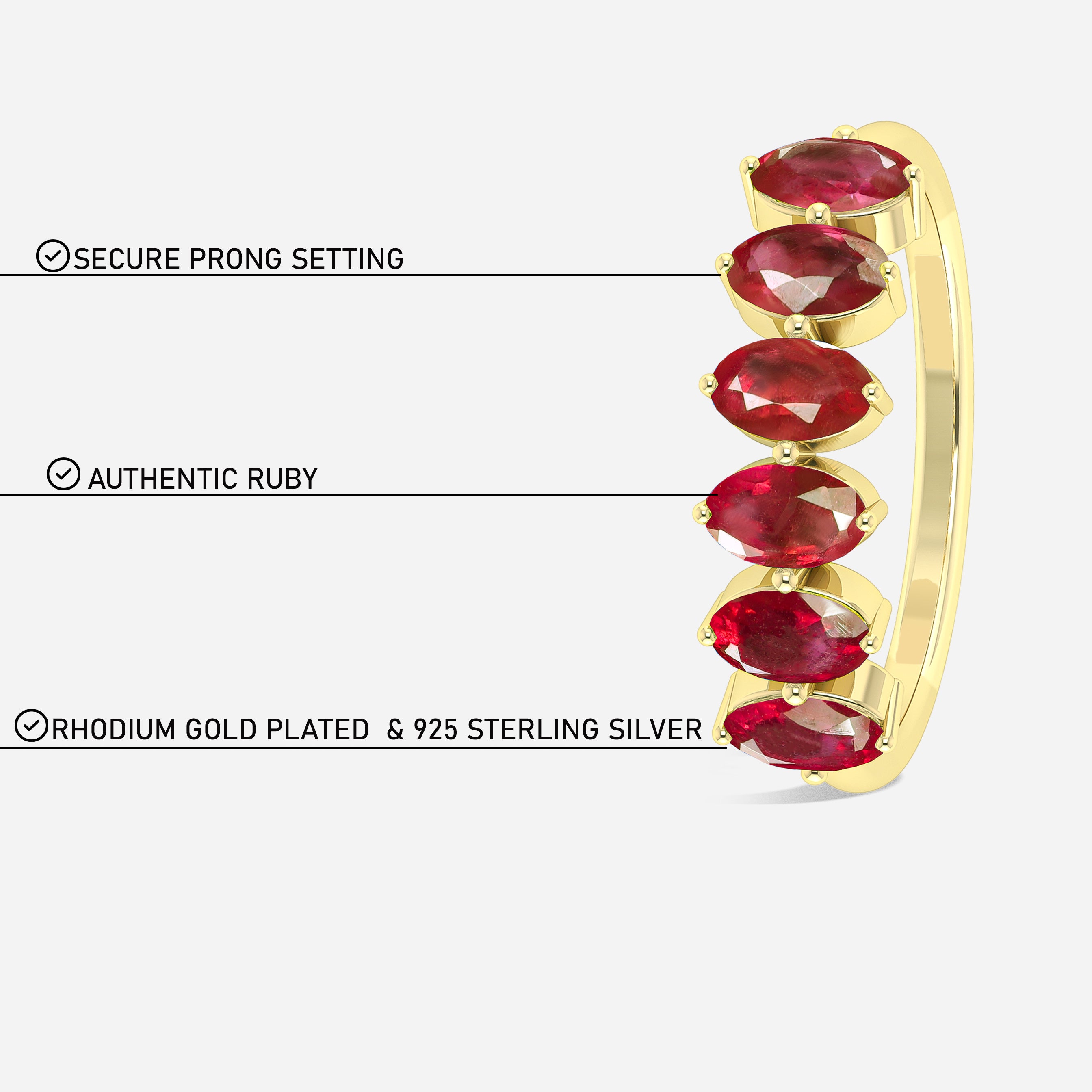 Red Oval Shape Ruby Gemstone Ring