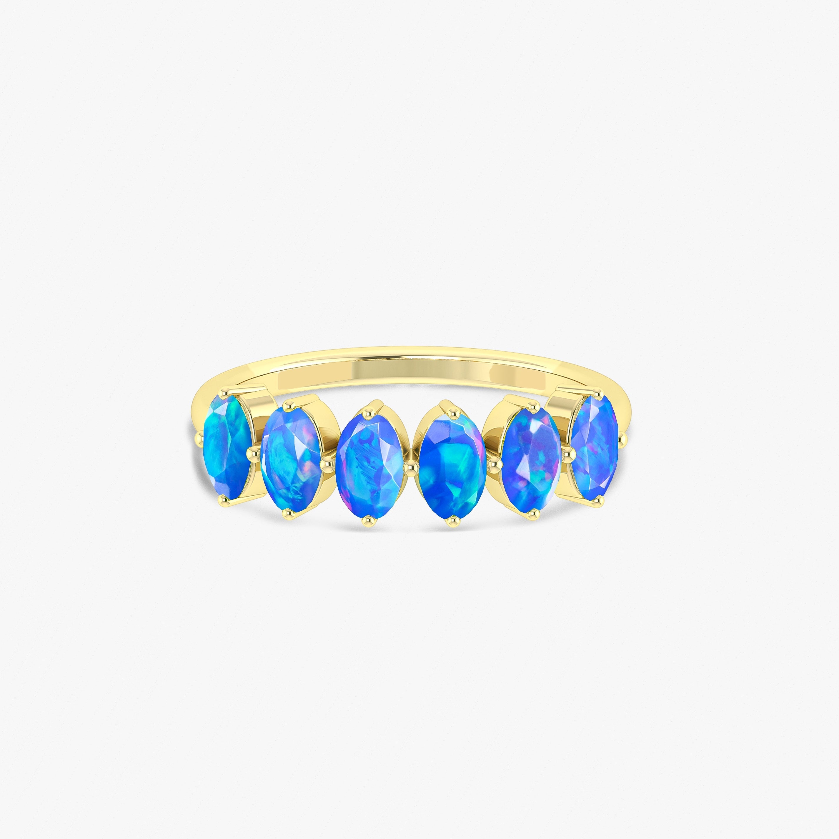 Blue Fire Oval Shape Opal Gemstone Ring