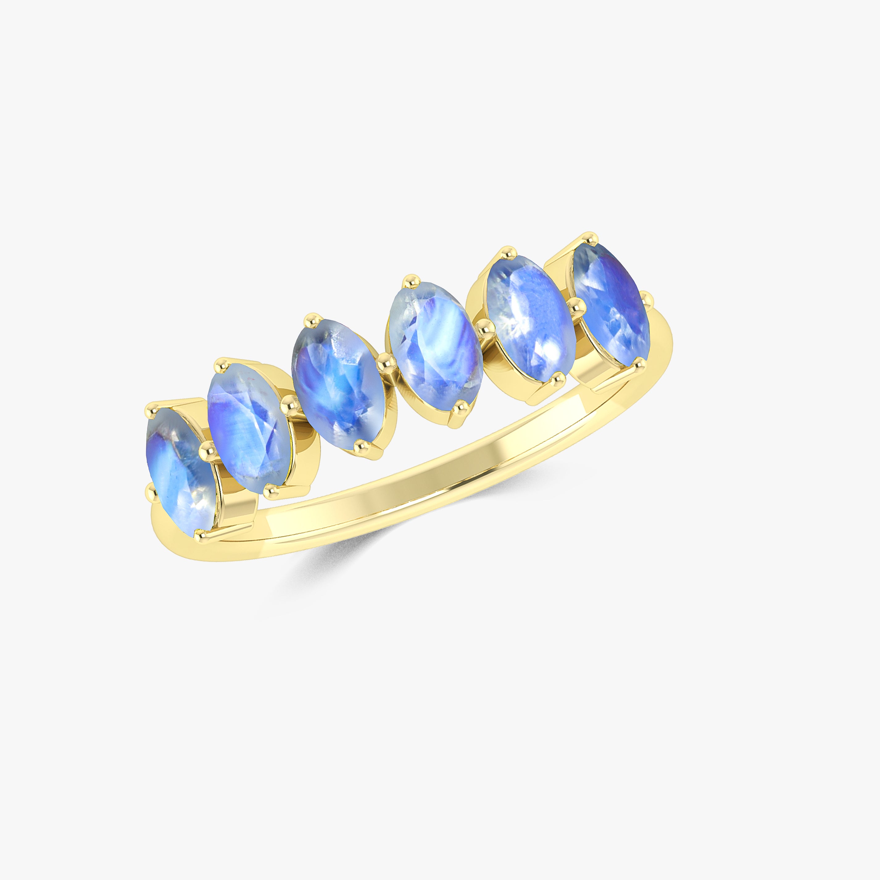 5 Oval Shape Moonstone Gemstone Ring