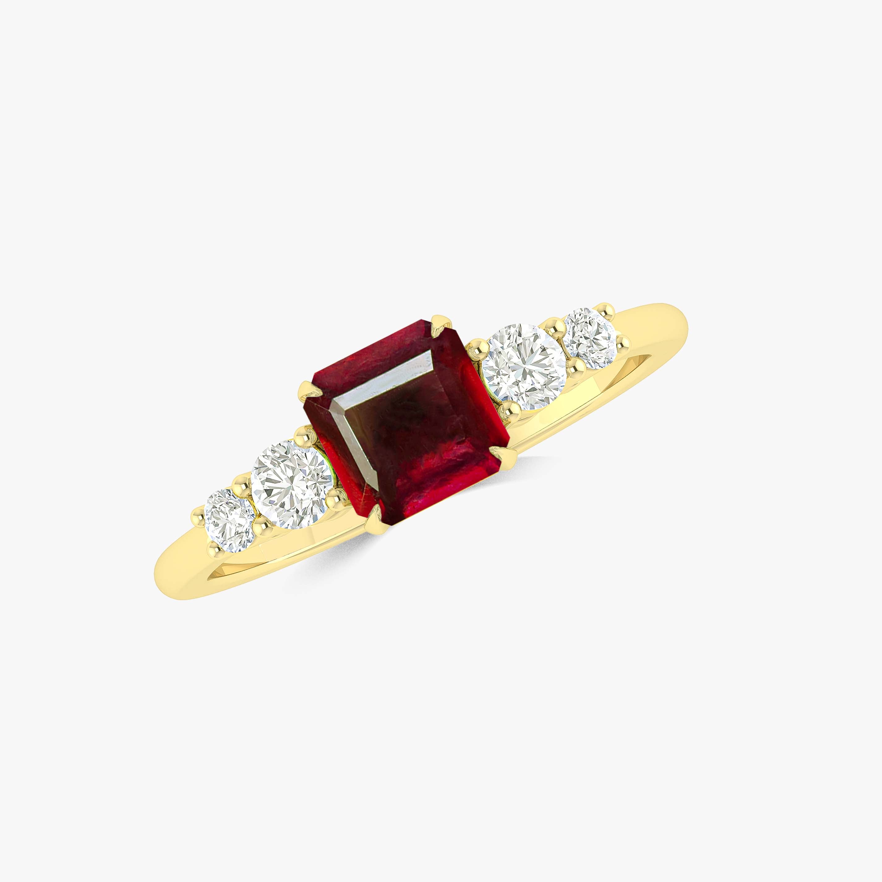 Natural Red Ruby Faceted Octagon Gemstone Ring