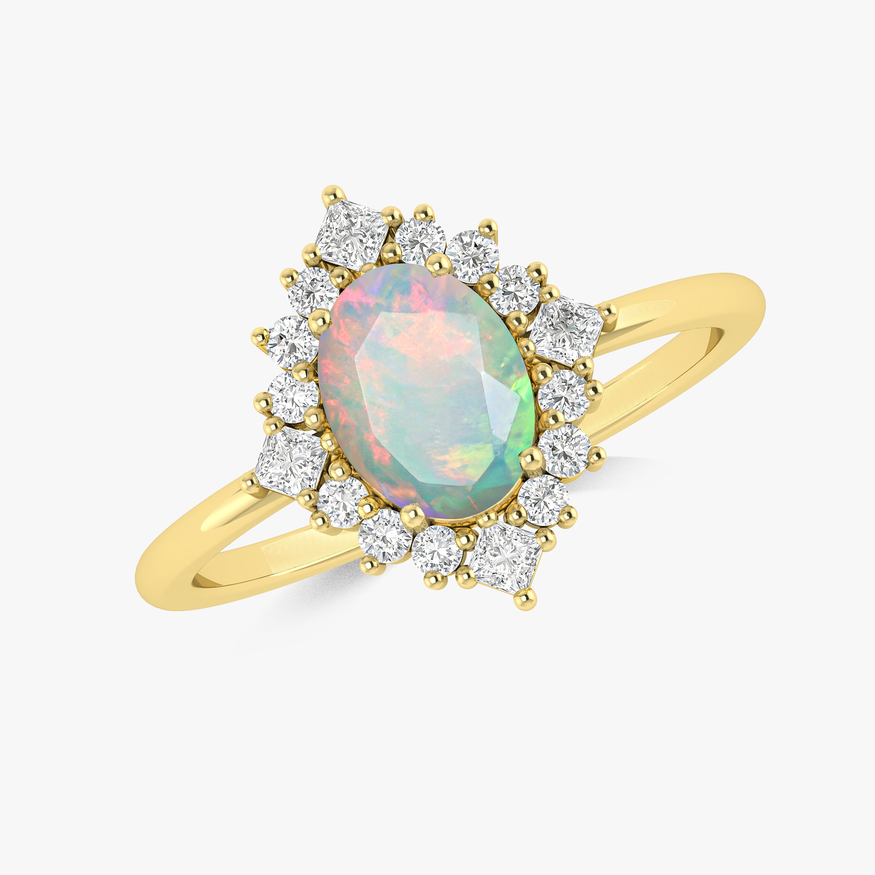 Faceted Opal Gemstone Ring