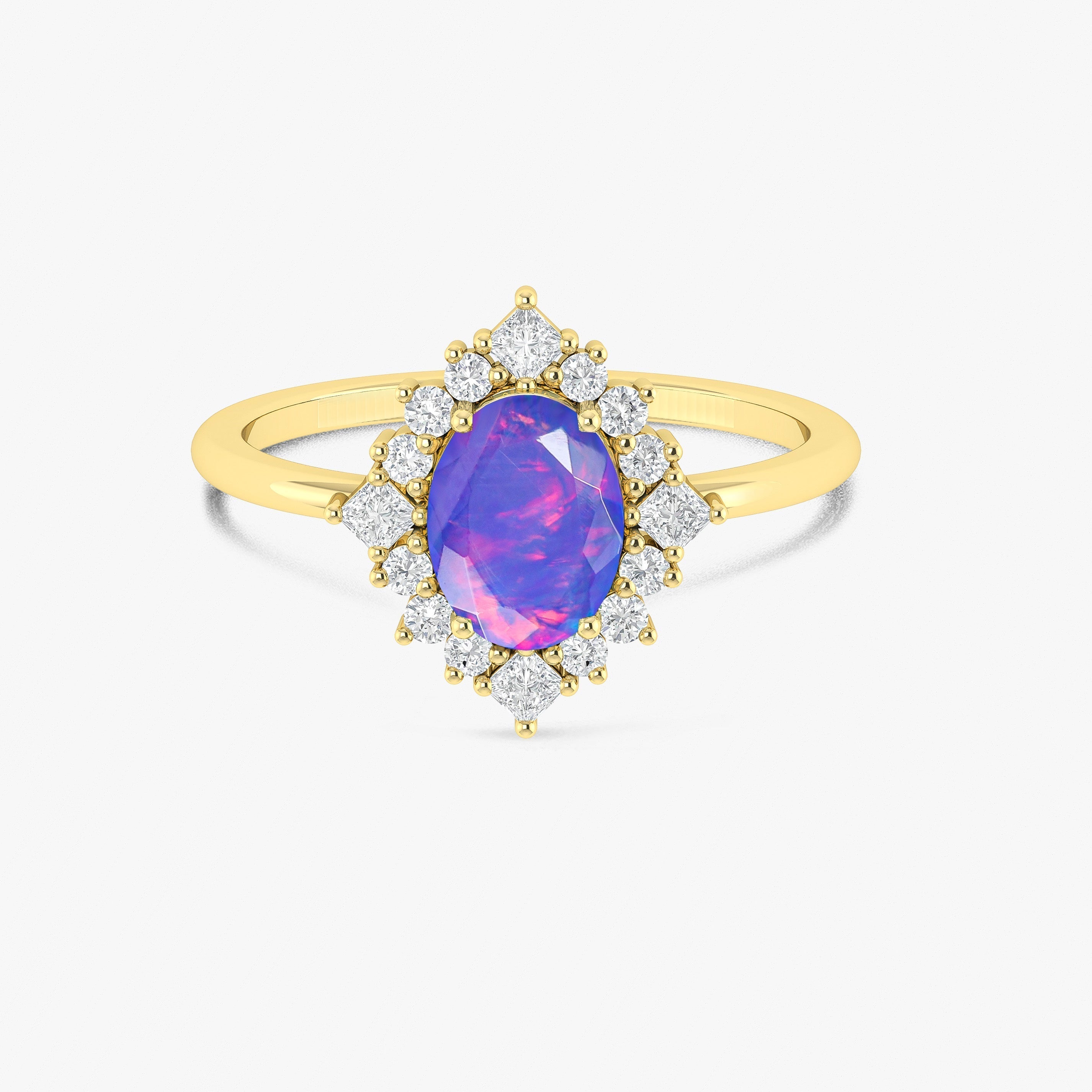 Lavender Natural Fire Faceted Ethiopian Opal Ring