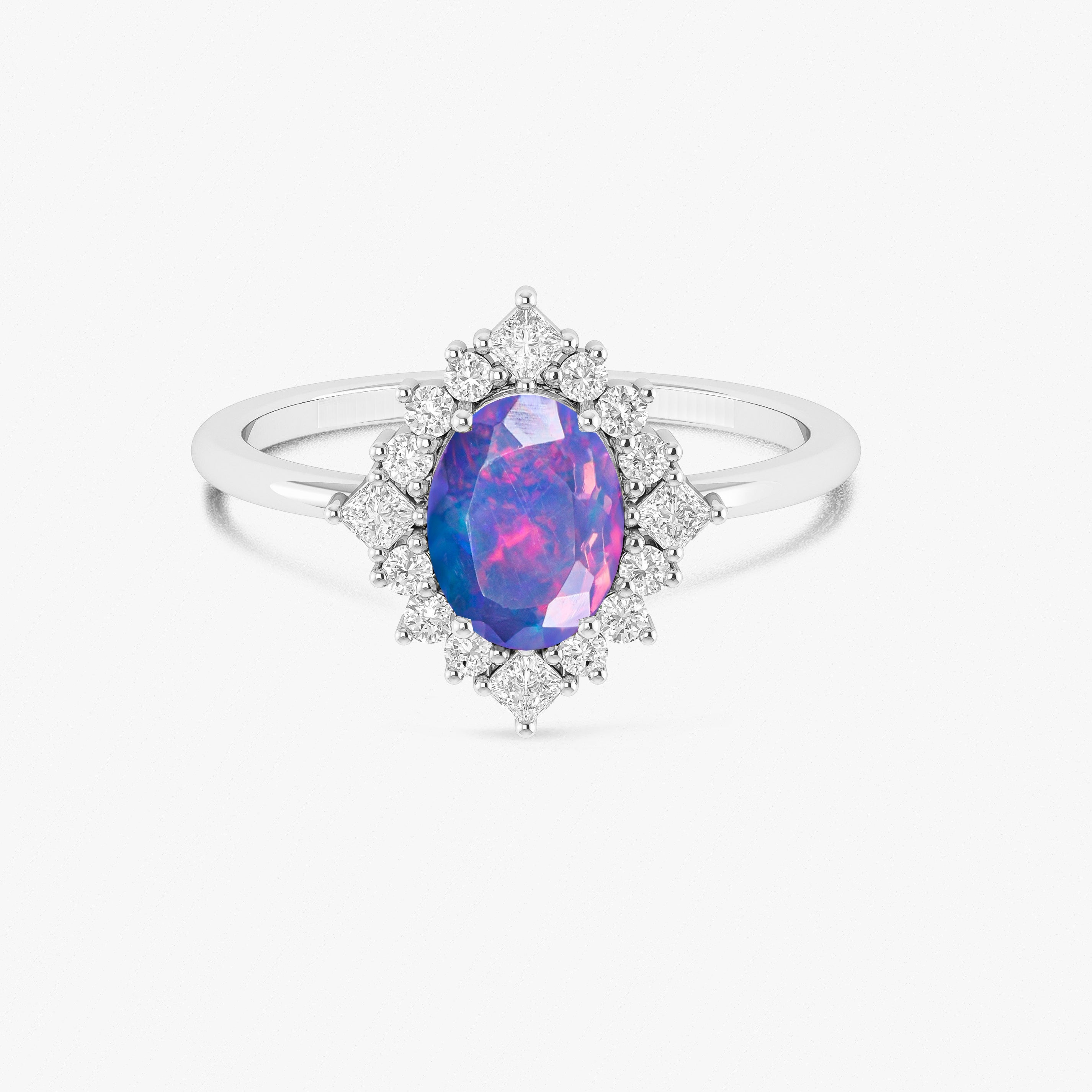 Lavender Natural Fire Faceted Ethiopian Opal Ring