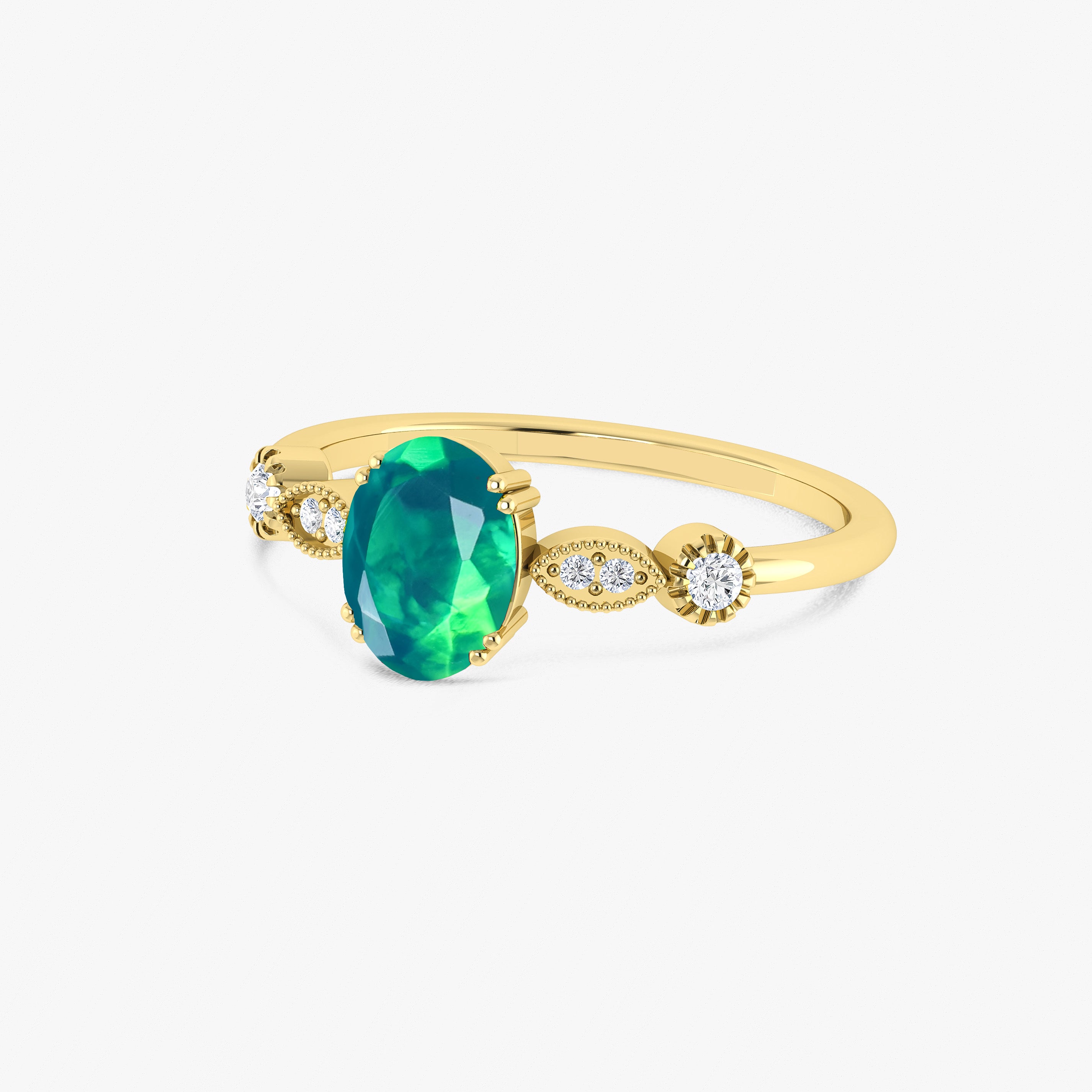 Blue Multifire Oval Ethiopian Opal Ring for Women